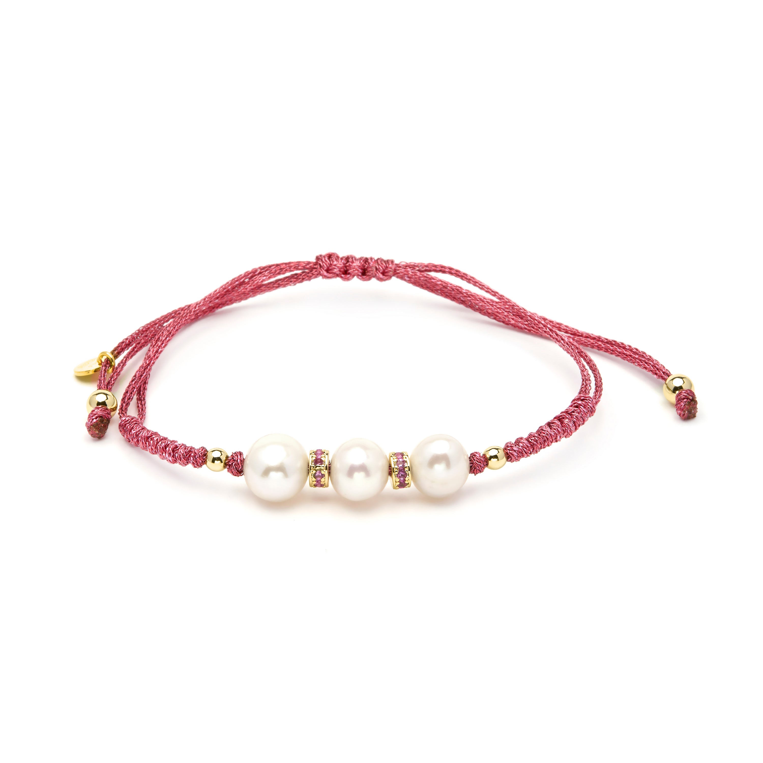 Pulsera de Plata de Ley 925 y Perla Blanca acabado en oro amarillo 18k - Melmay