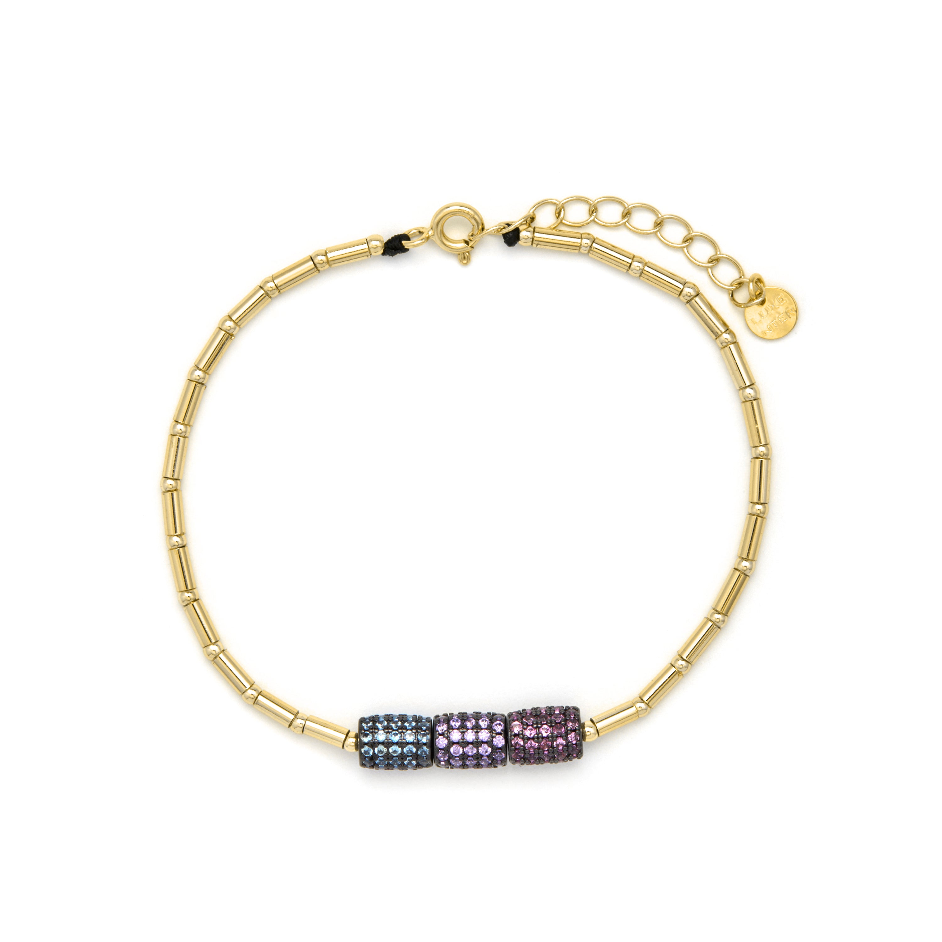 Pulsera de Plata de Ley 925 y Circonita Multicolor acabado en oro amarillo 18k - Bymel