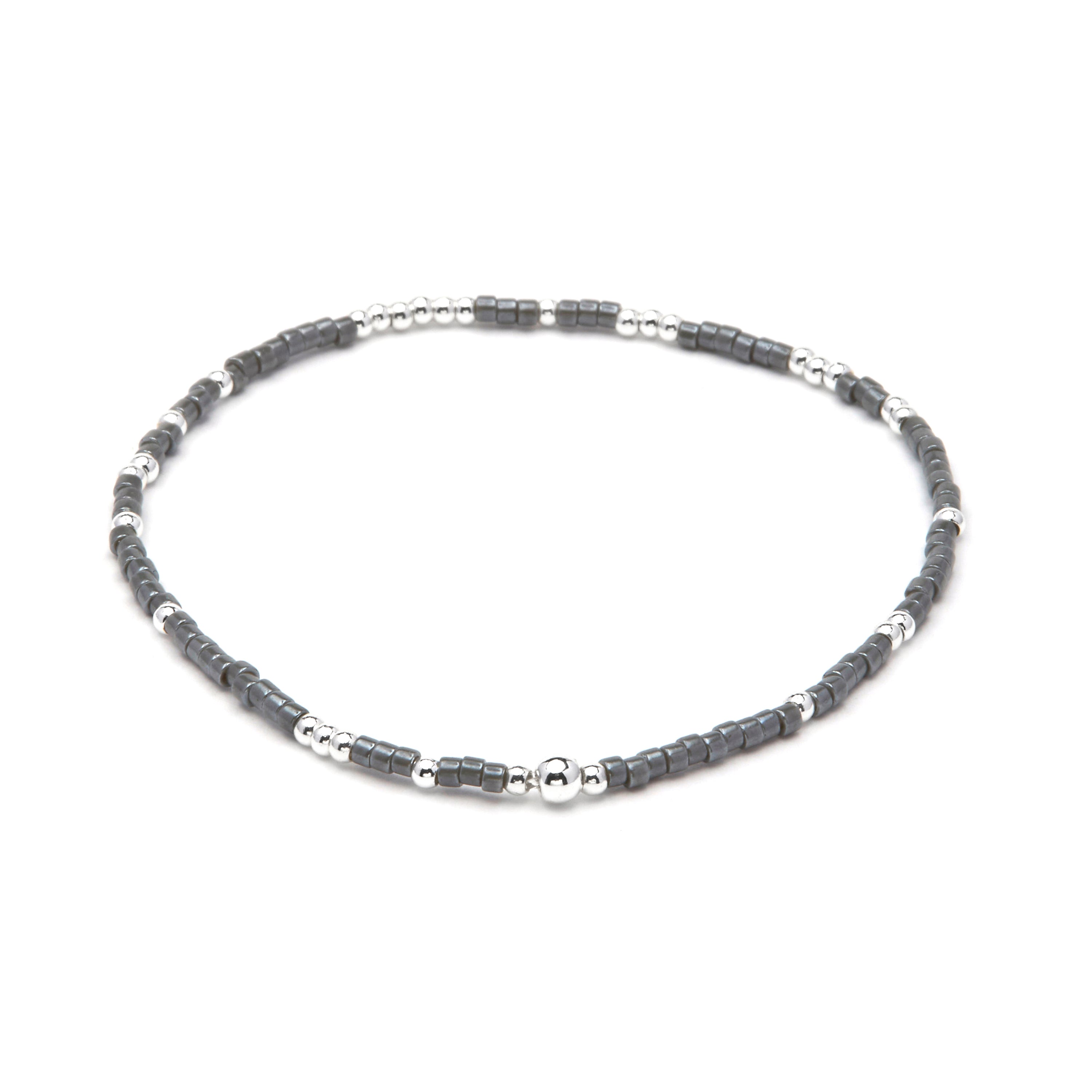 Pulsera de Plata de Ley 925 y Cristal Gris acabado en rodio - Usane