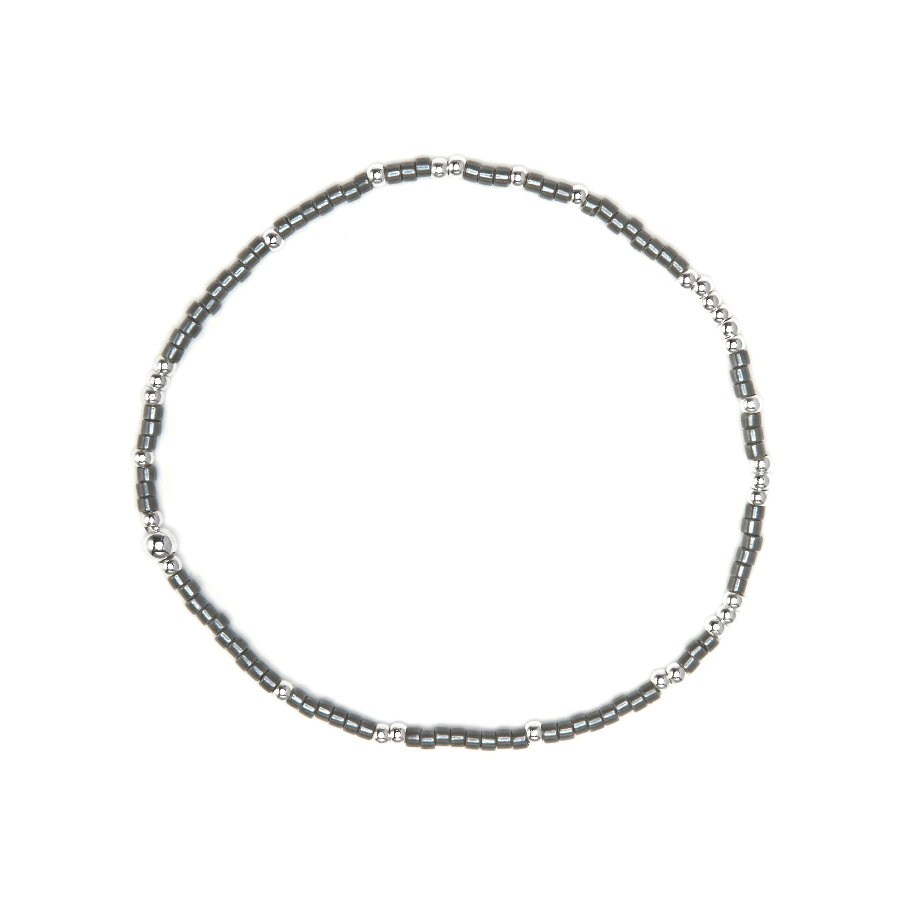 Pulsera de Plata de Ley 925 y Cristal Gris acabado en rodio - Usane