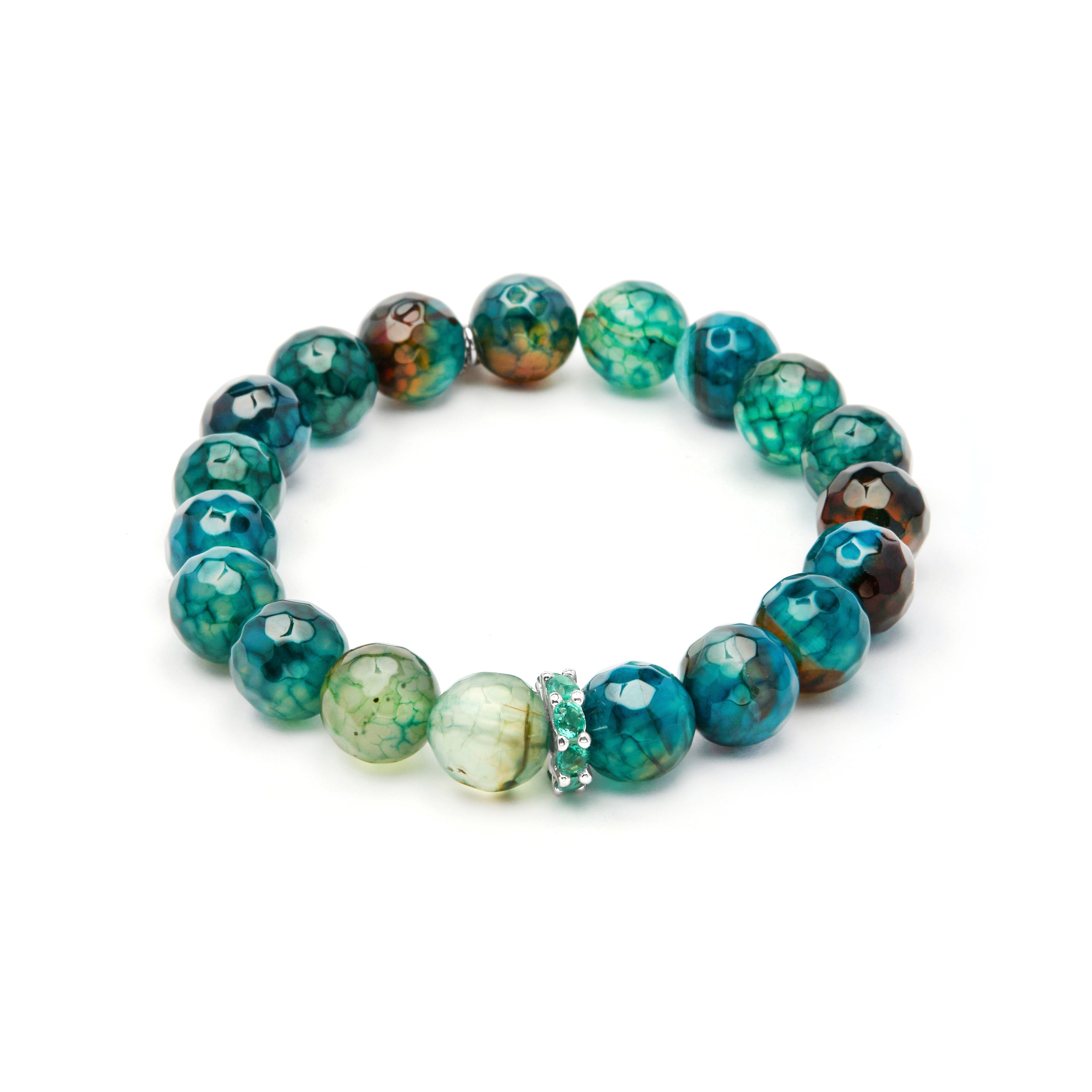 Pulsera de Plata de Ley 925 y Agata Verde acabado en oro amarillo 18k - Kremi