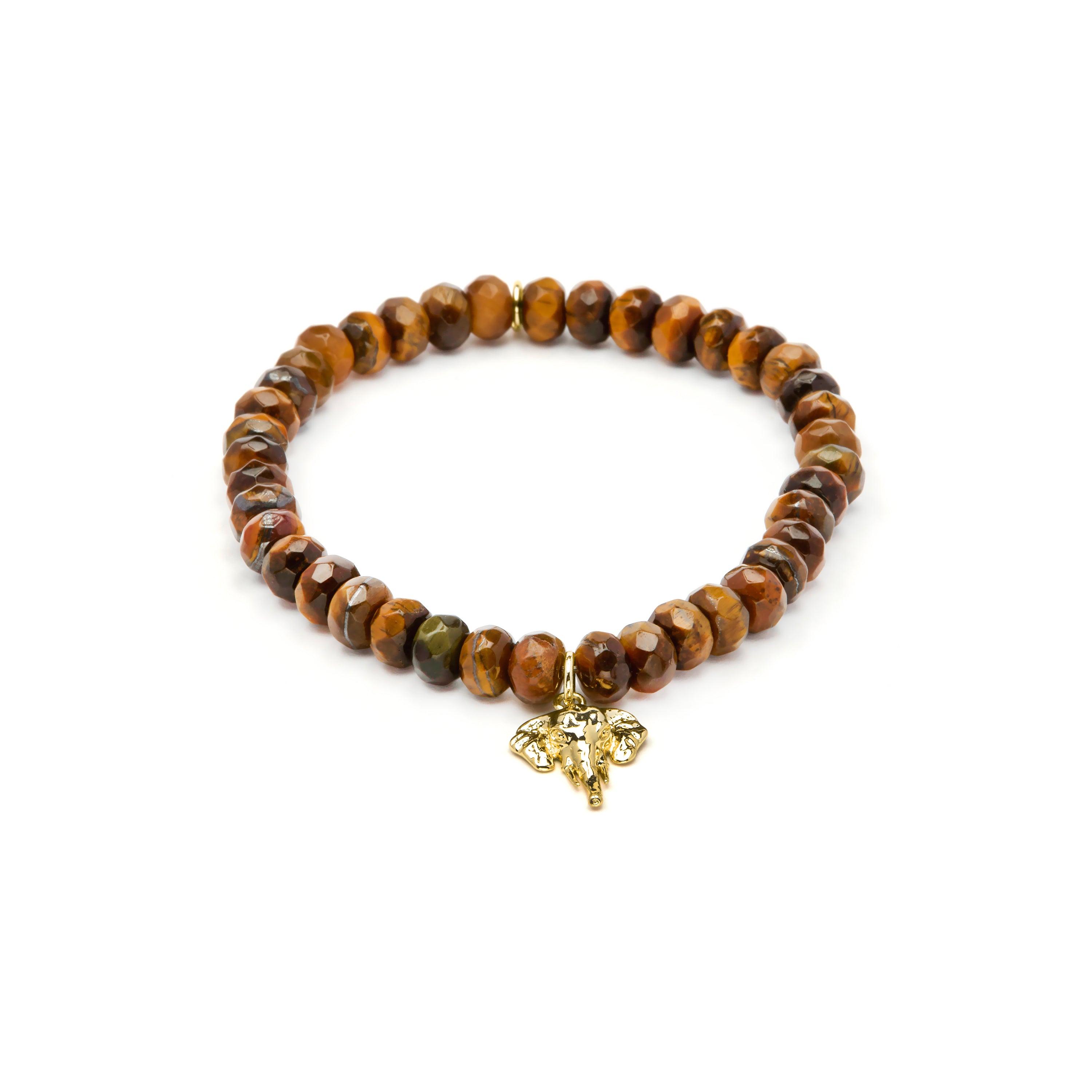 Pulsera de Plata de Ley 925 y Ojo de Tigre acabado en oro amarillo 18k - Mondys