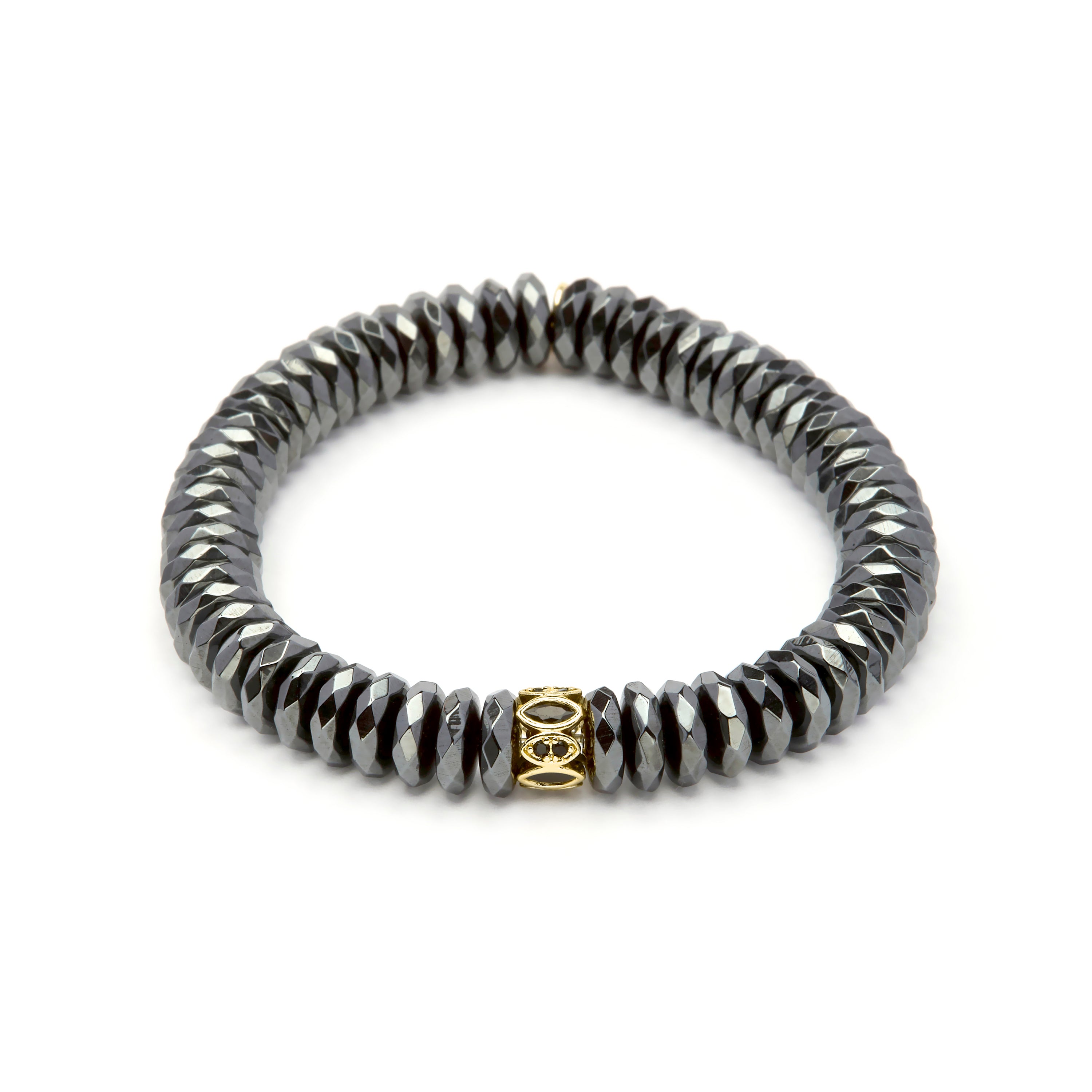 Pulsera de Plata de Ley 925 y Hematite acabado en oro amarillo 18k - Lakil