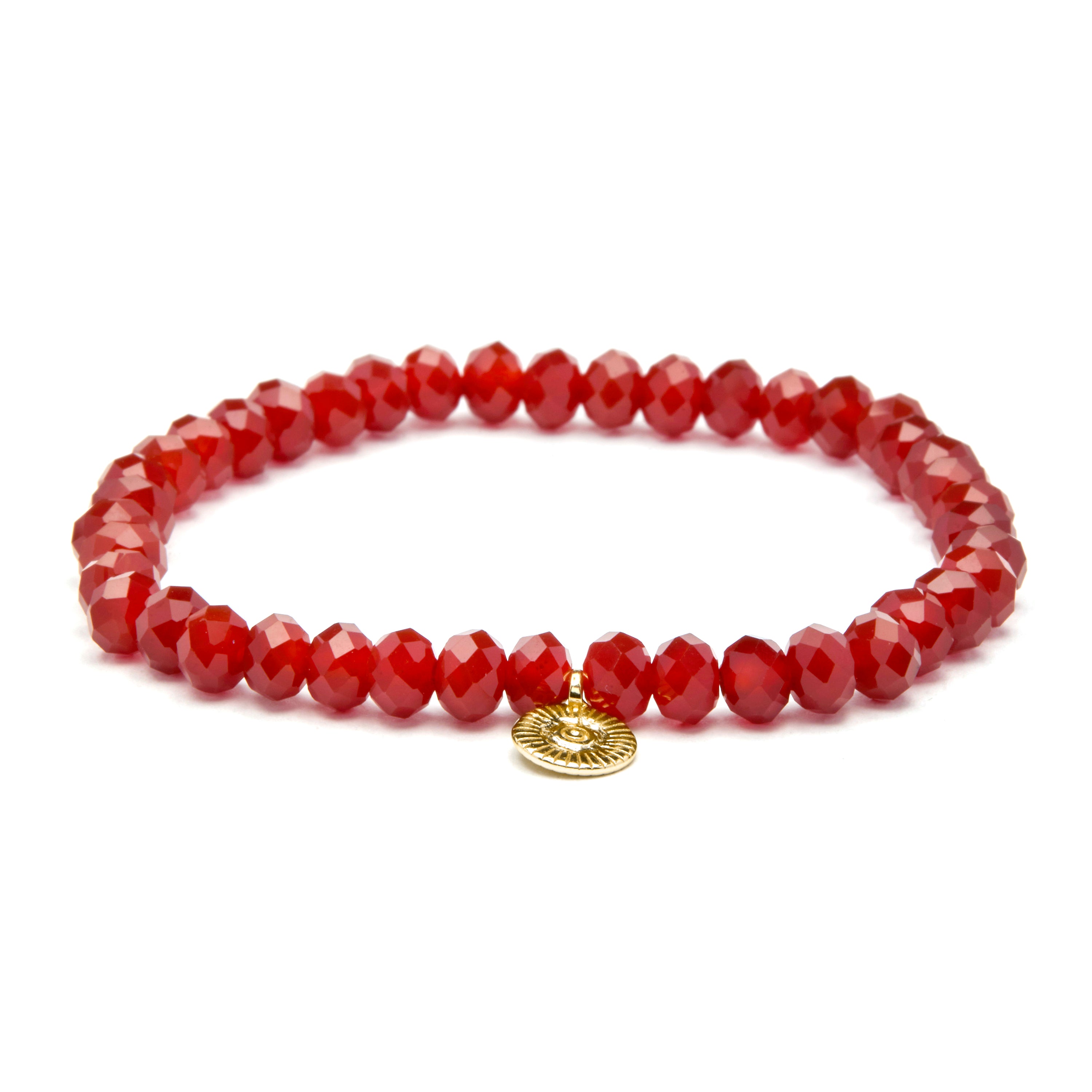 Pulsera de Plata de Ley 925 y Agata Roja acabado en oro amarillo 18k - Gakev