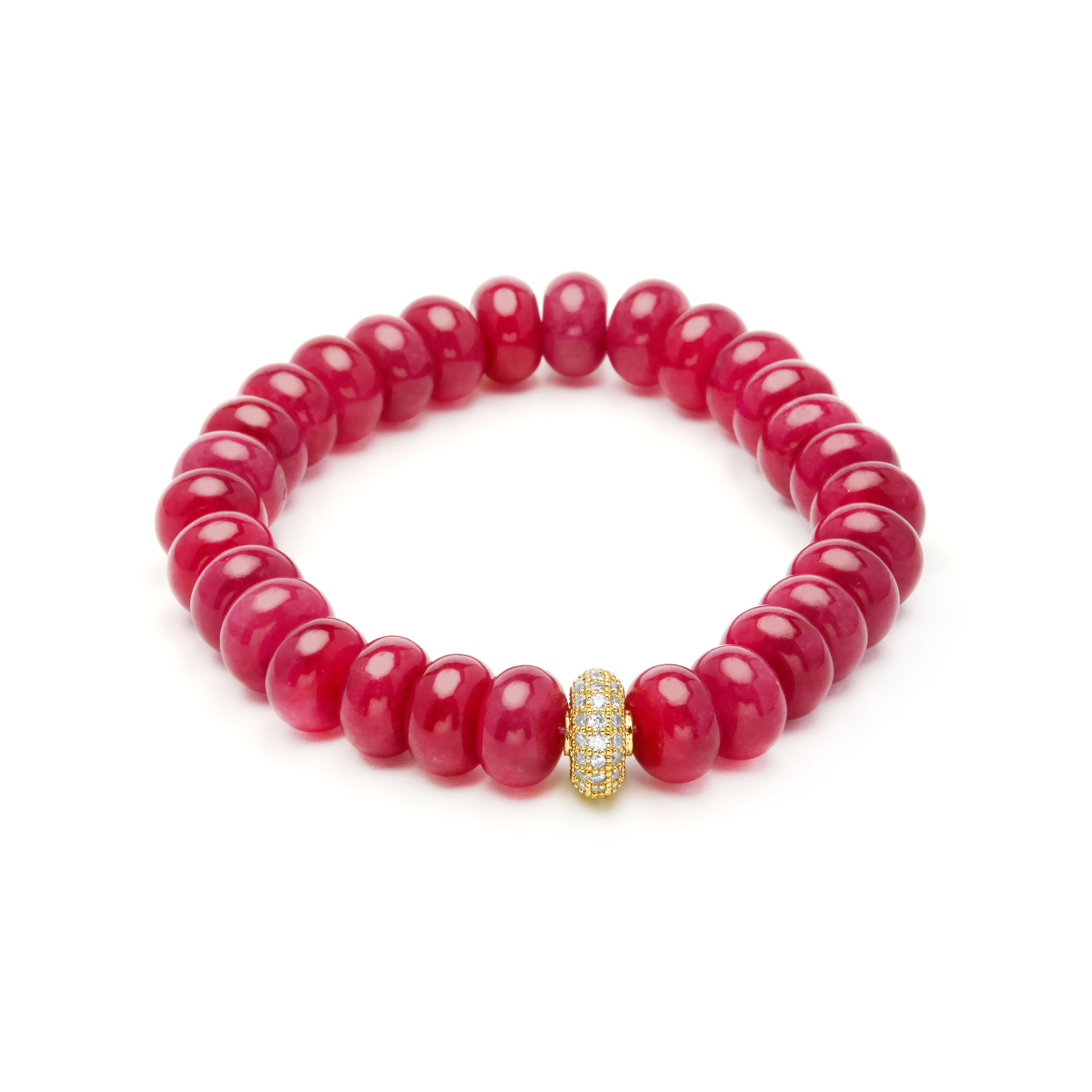 Pulsera de Plata de Ley 925 y Jade Rojo acabado en oro amarillo 18k - Ziafa