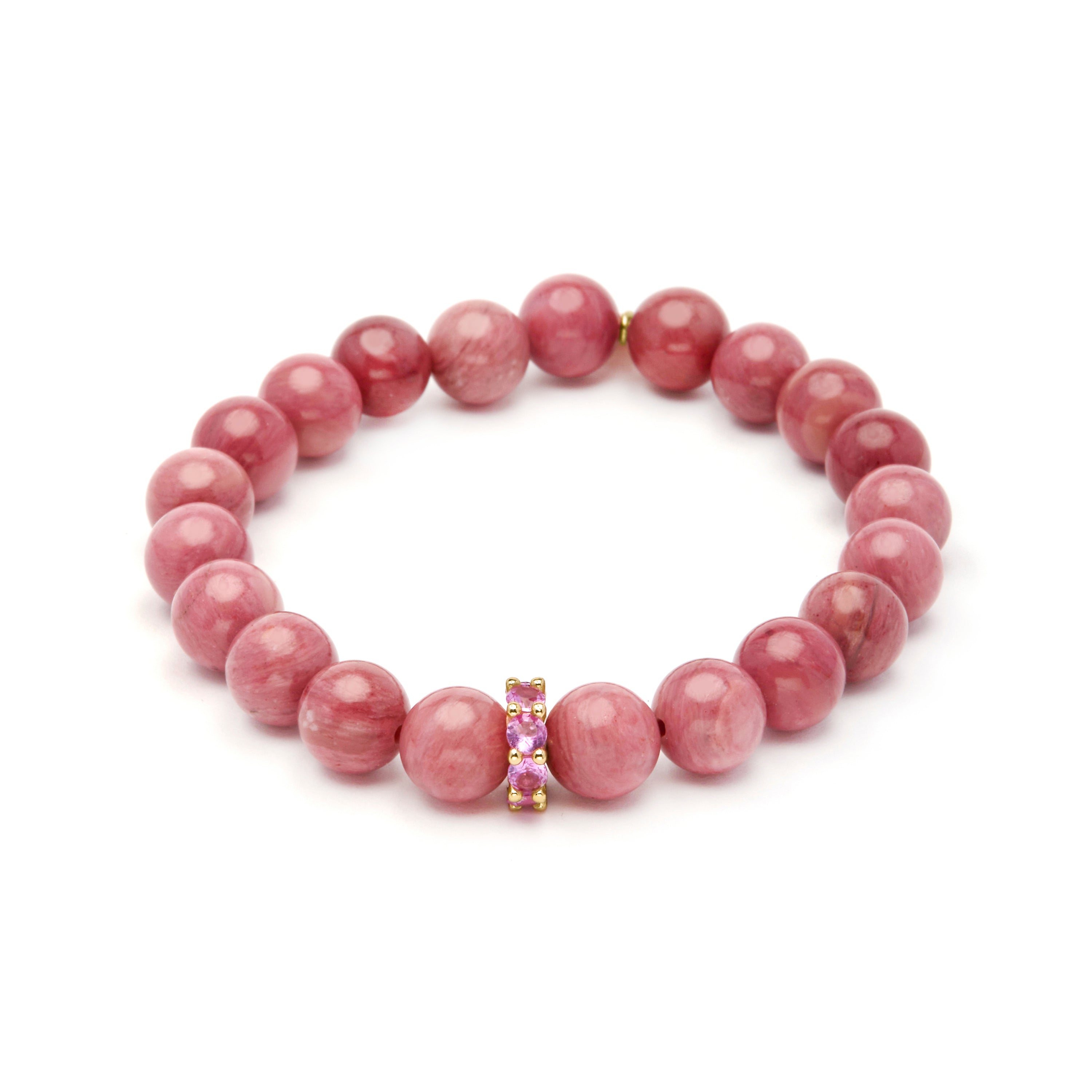 Pulsera de Plata de Ley 925 y Rodocrosita acabado en oro amarillo 18k - Kamida