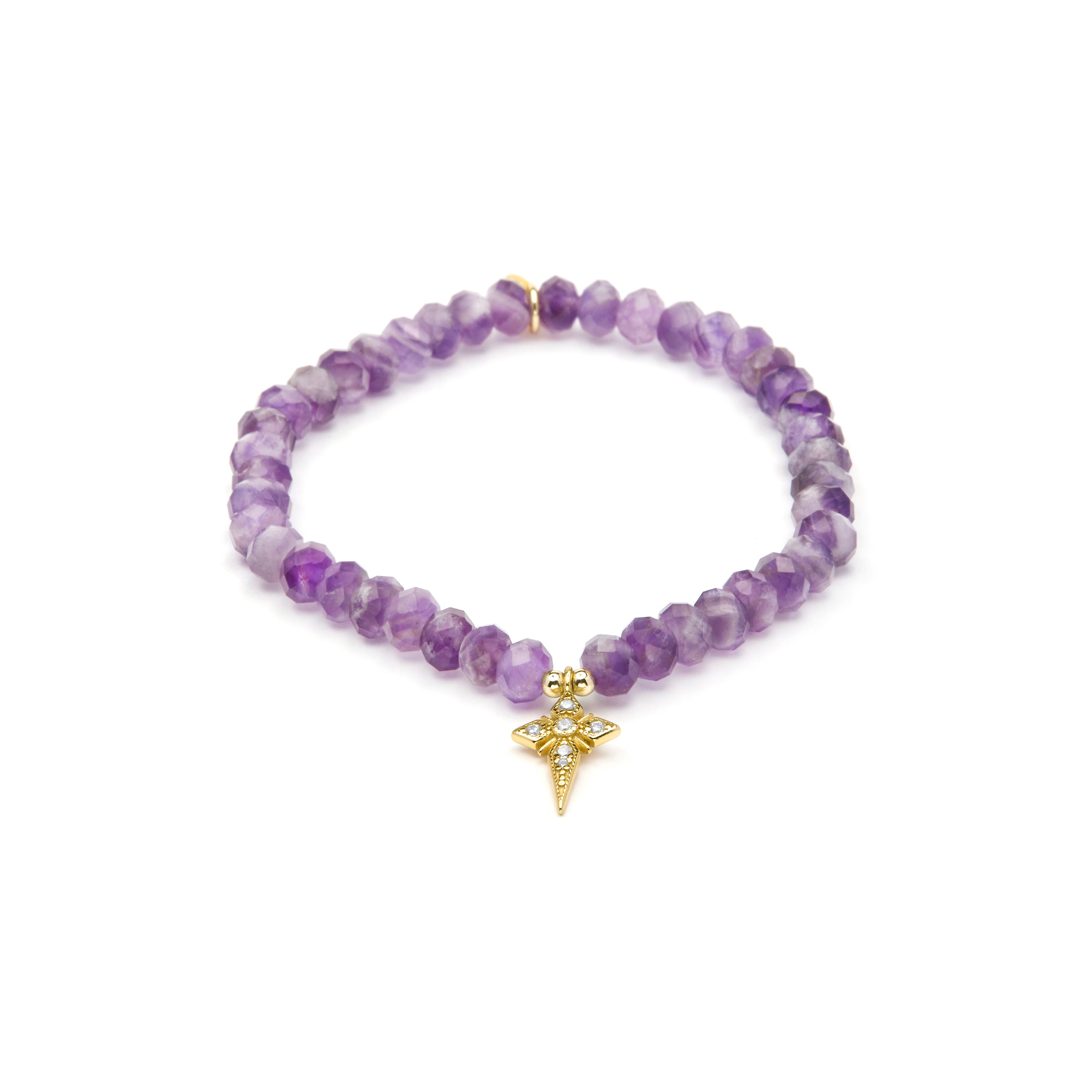 Pulsera de Plata de Ley 925 y Amatista Natural acabado en oro amarillo 18k - Oknu