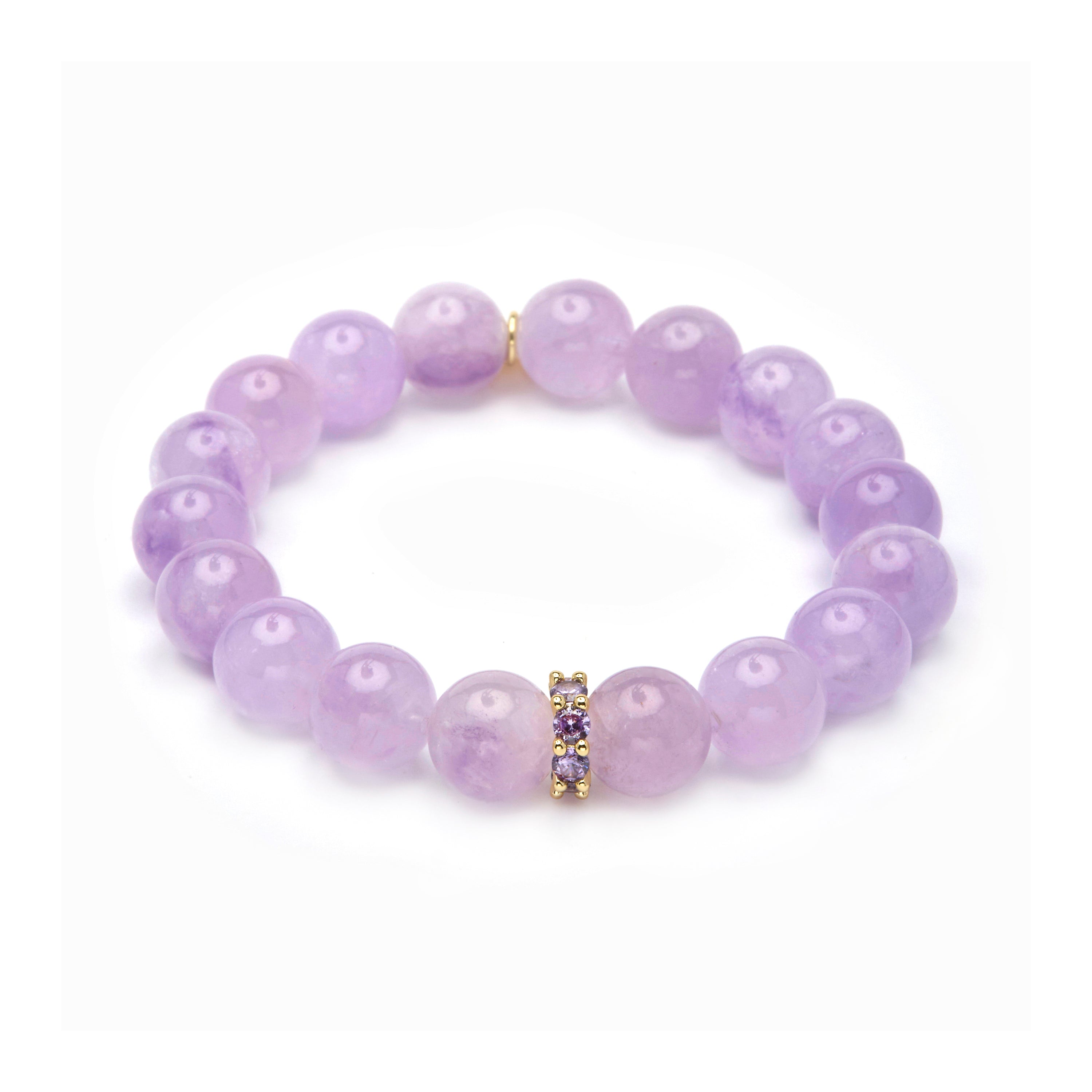 Pulsera de Plata de Ley 925 y Amatista Natural Clara acabado en oro amarillo 18k - Ubcy