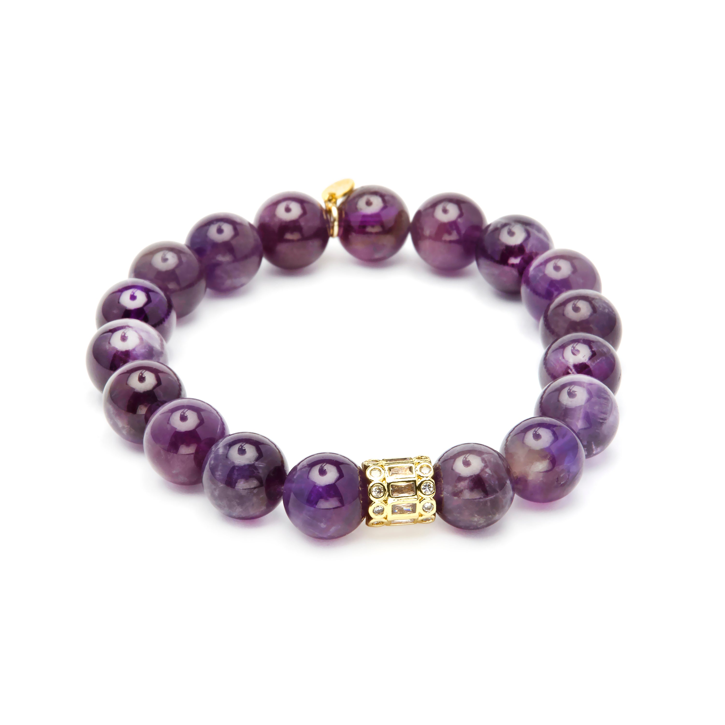 Pulsera de Plata de Ley 925 y Amatista Natural acabado en oro amarillo 18k - Ethel