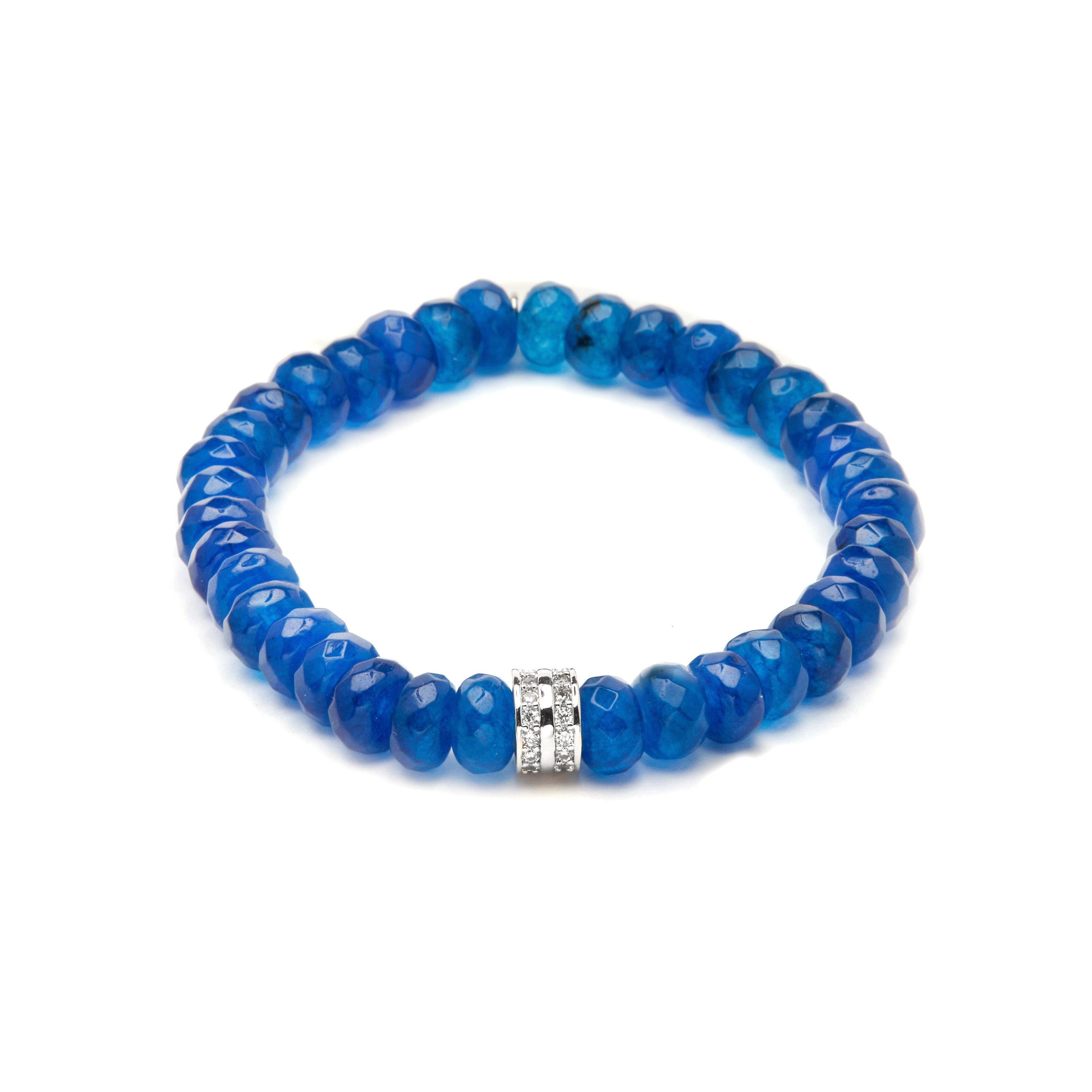 Pulsera de Plata de Ley 925 y Jade Azul acabado en rodio - Hado