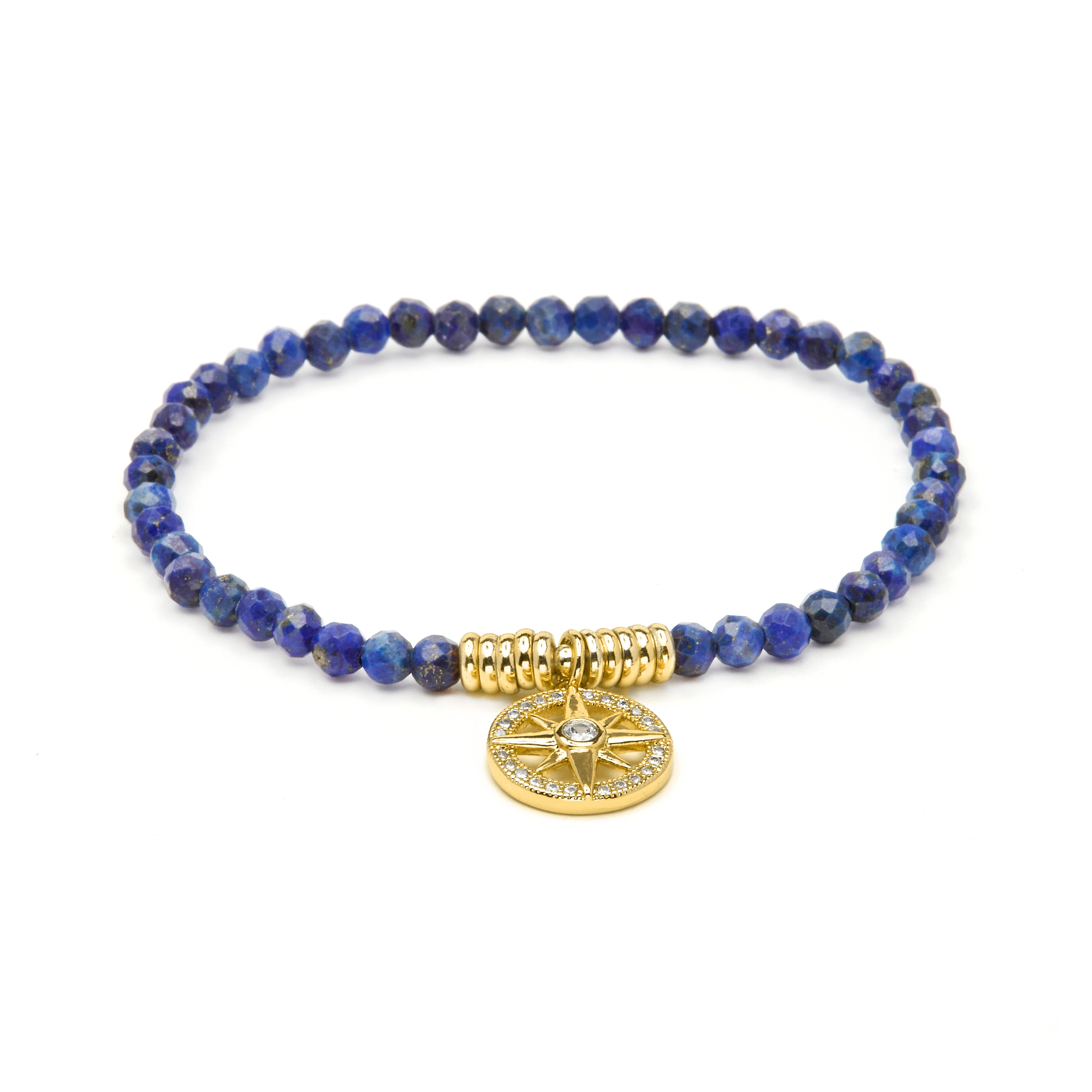 Pulsera de Plata de Ley 925 y Lapislazuli Natural acabado en oro amarillo 18k - Atvia