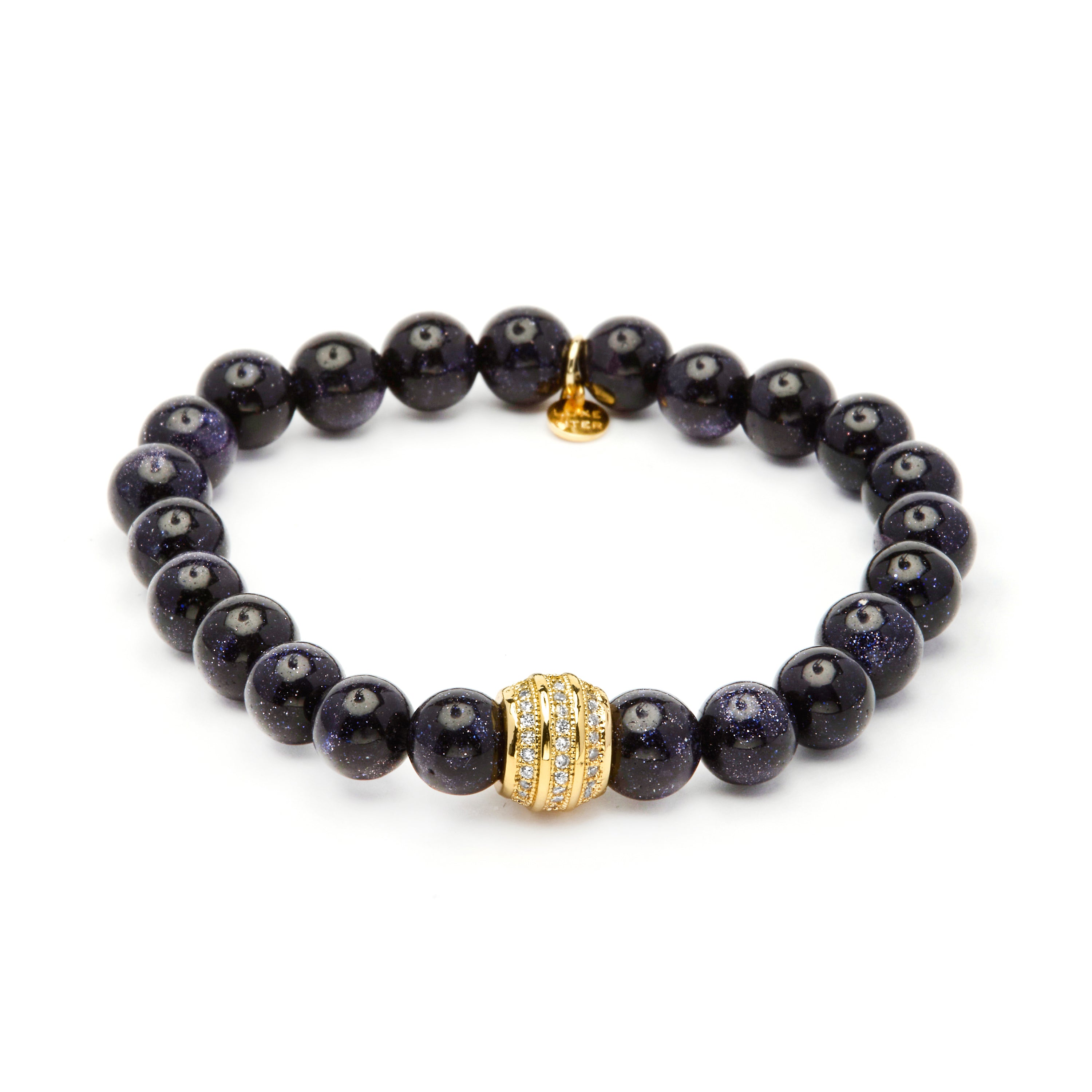 Pulsera de Plata de Ley 925 y Aventurina Azul acabado en oro amarillo 18k - Veroth