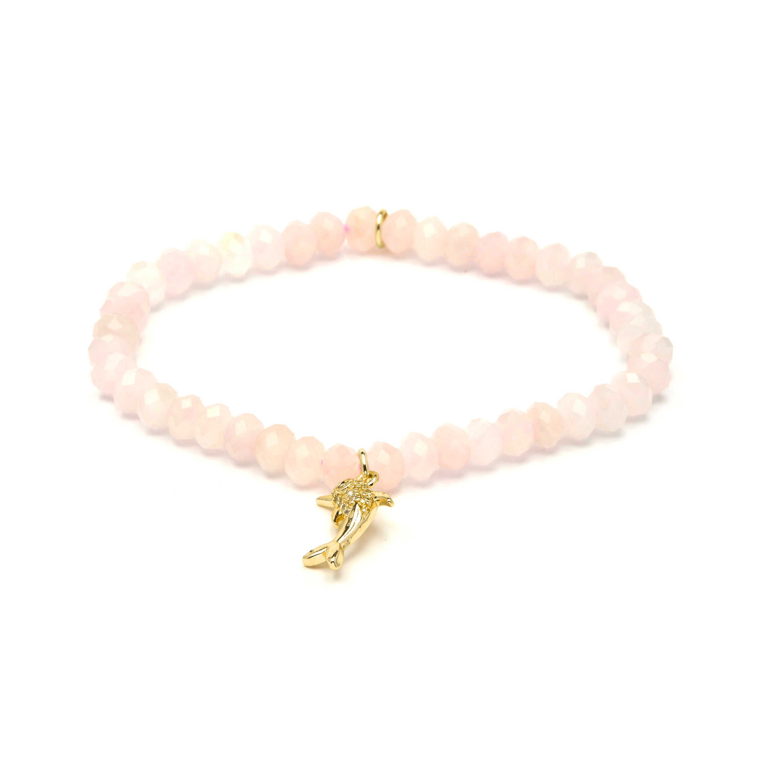 Pulsera de Plata de Ley 925 y Cuarzo Rosa acabado en oro amarillo 18k - Yifaw