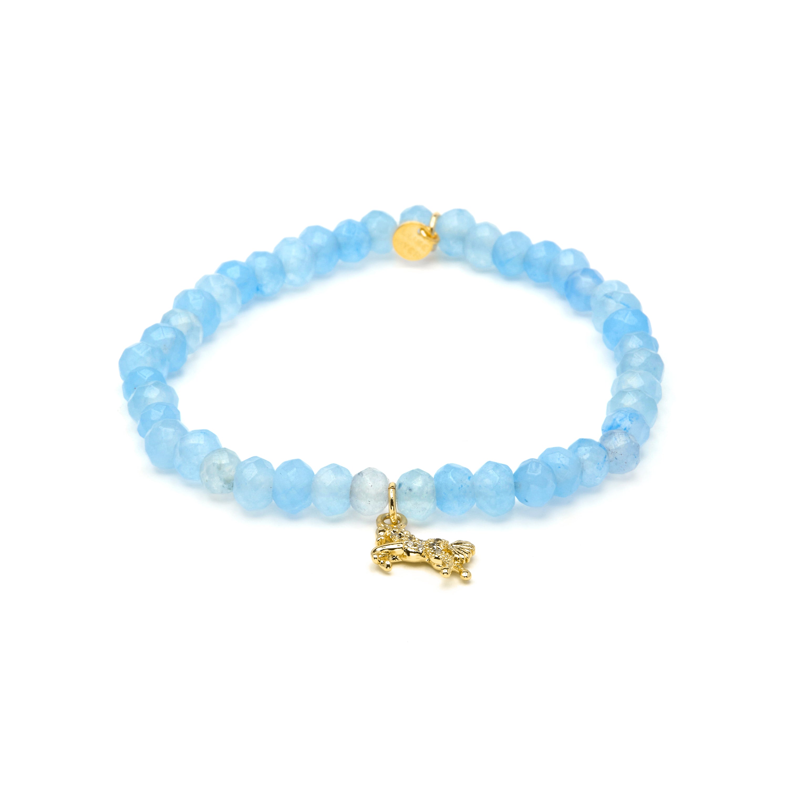 Pulsera de Plata de Ley 925 y Jade Azul acabado en oro amarillo 18k - Korsa