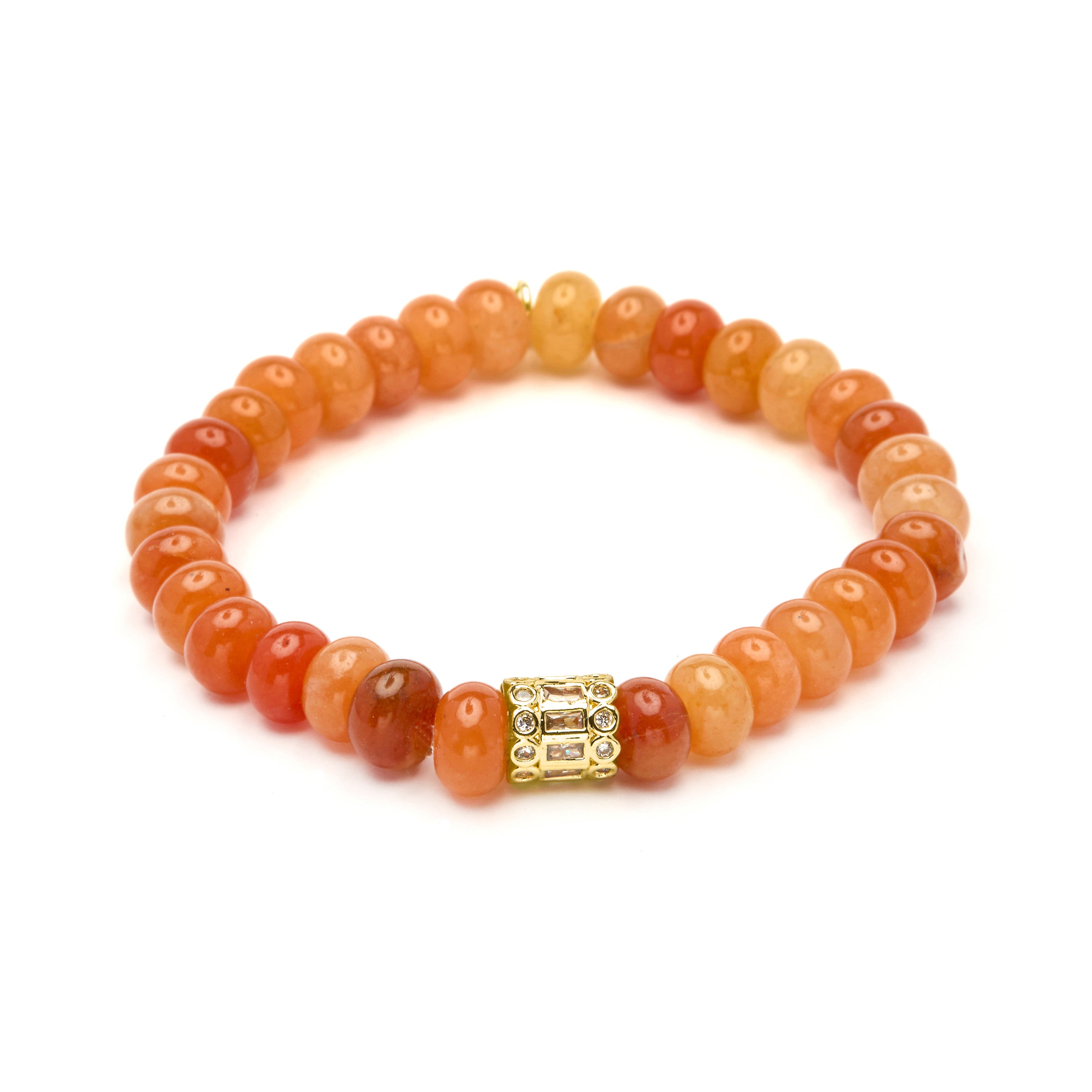 Pulsera de Plata de Ley 925 y Aventurina Naranja acabado en oro amarillo 18k - Overon