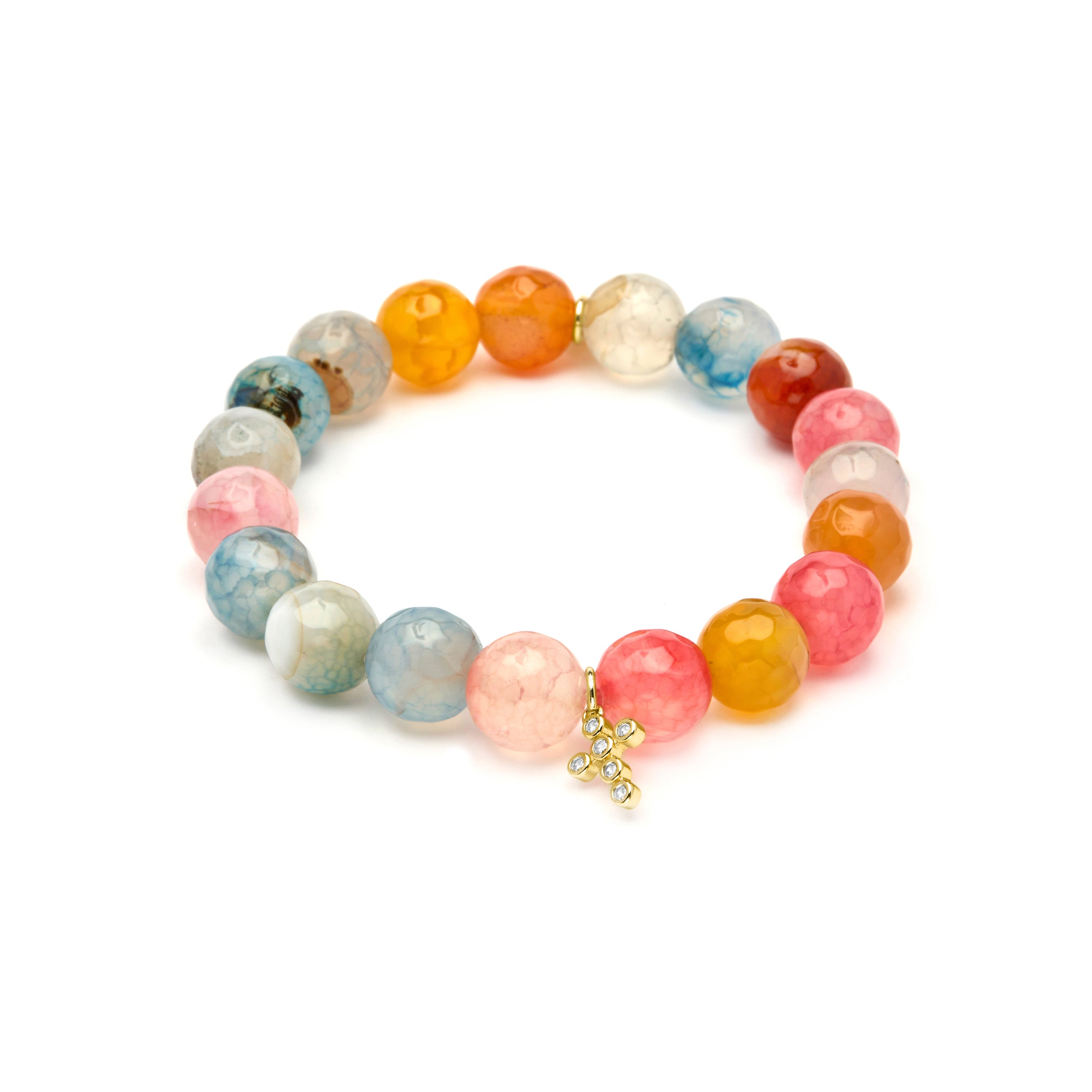 Pulsera de Plata de Ley 925 y Agata Multicolor acabado en oro amarillo 18k - Morak