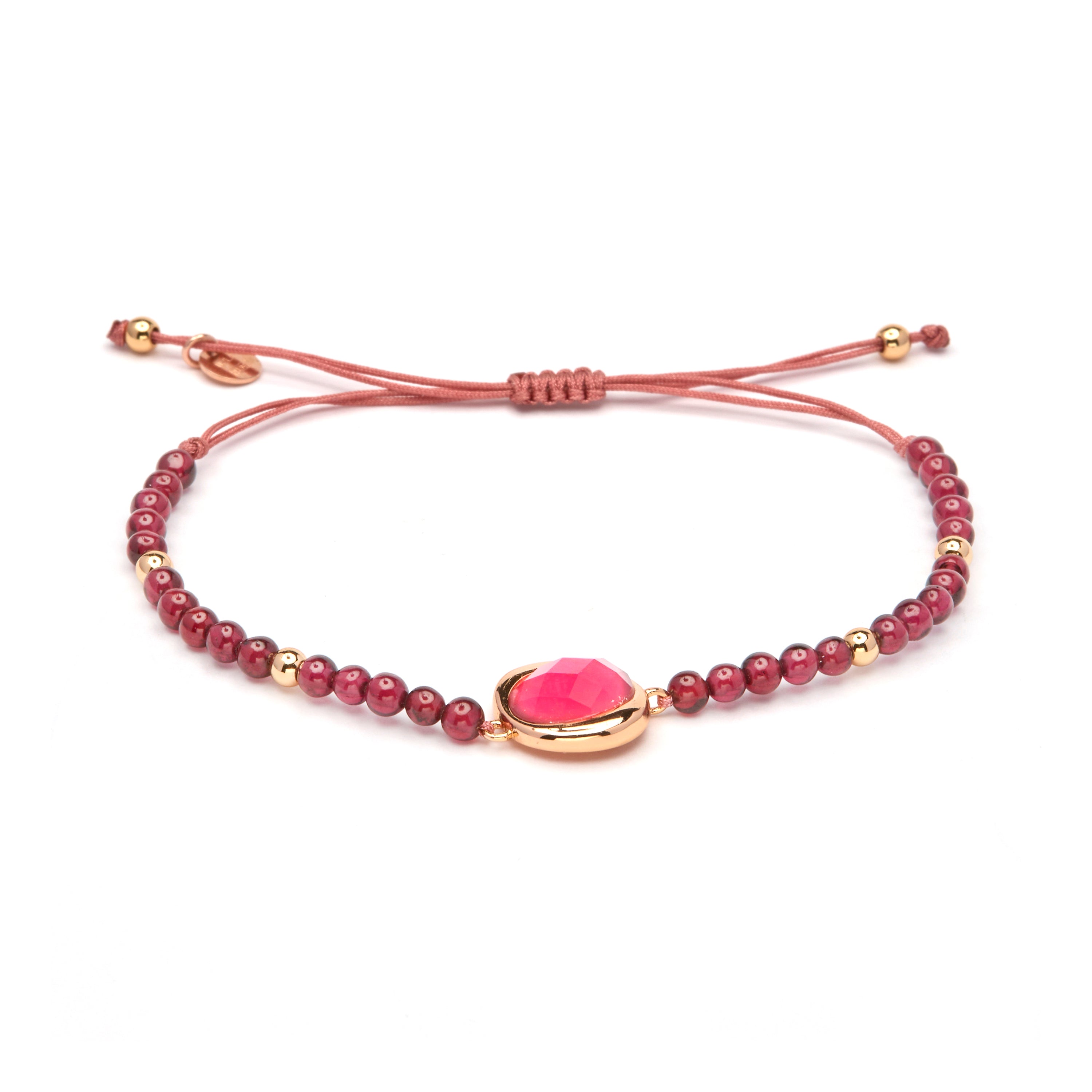 Pulsera de Plata de Ley 925 y Cuarzo Hidrotermal Cereza / Madreperla acabado en oro amarillo 18k - Alqua