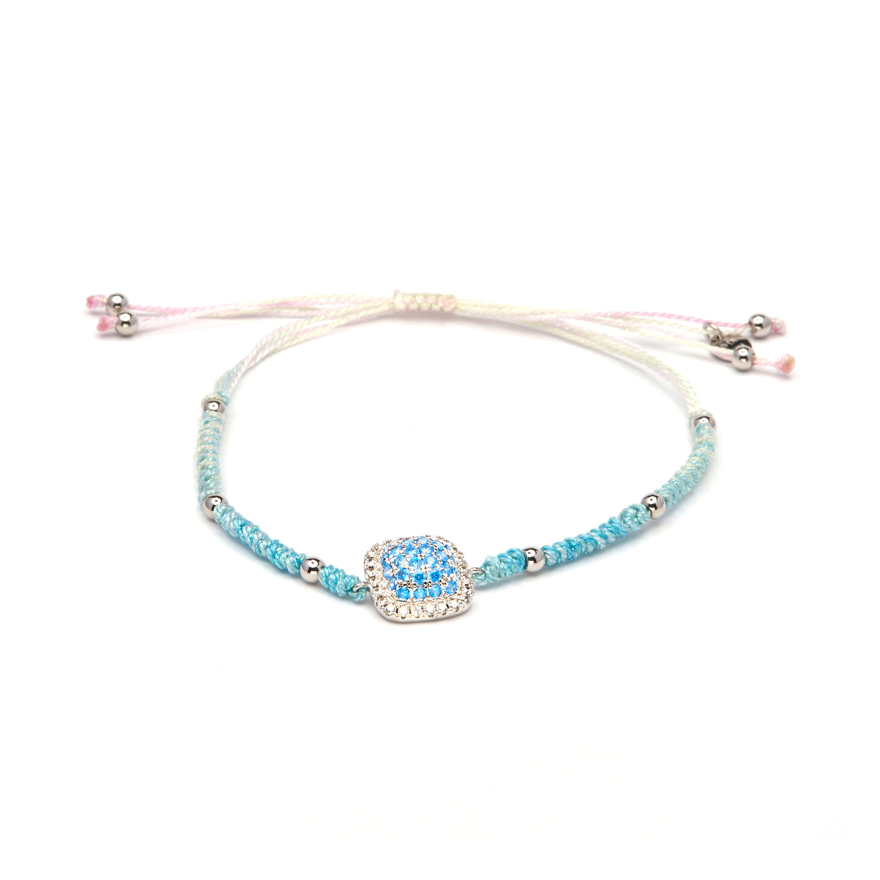 Pulsera de Plata de Ley 925 y Circonita Topacio Azul acabado en rodio - Kerma