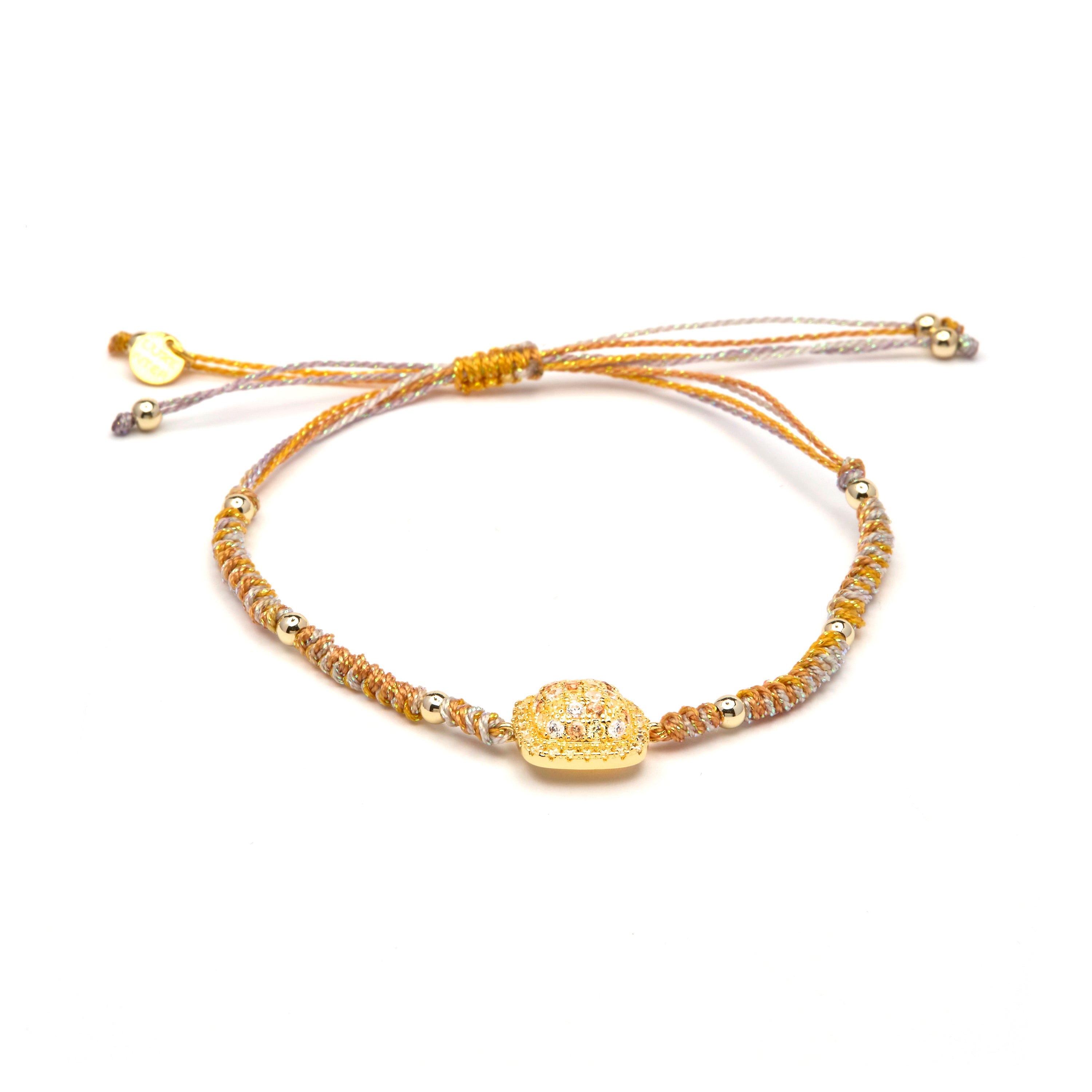 Pulsera de Plata de Ley 925 y Padparadscha acabado en oro amarillo 18k - Kerma