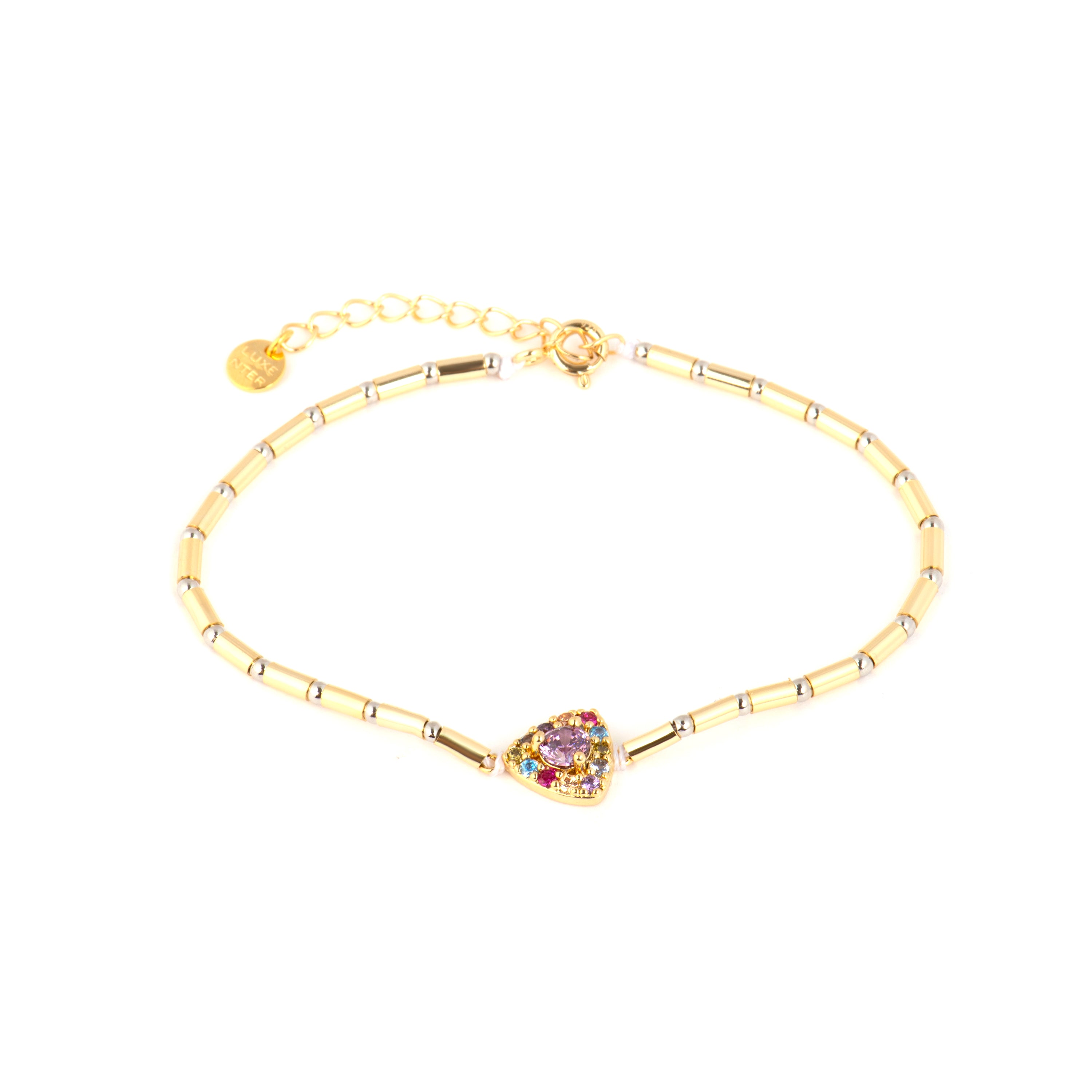 Pulsera de Plata de Ley 925 y Circonita Multicolor acabado en oro amarillo 18k - Aldra