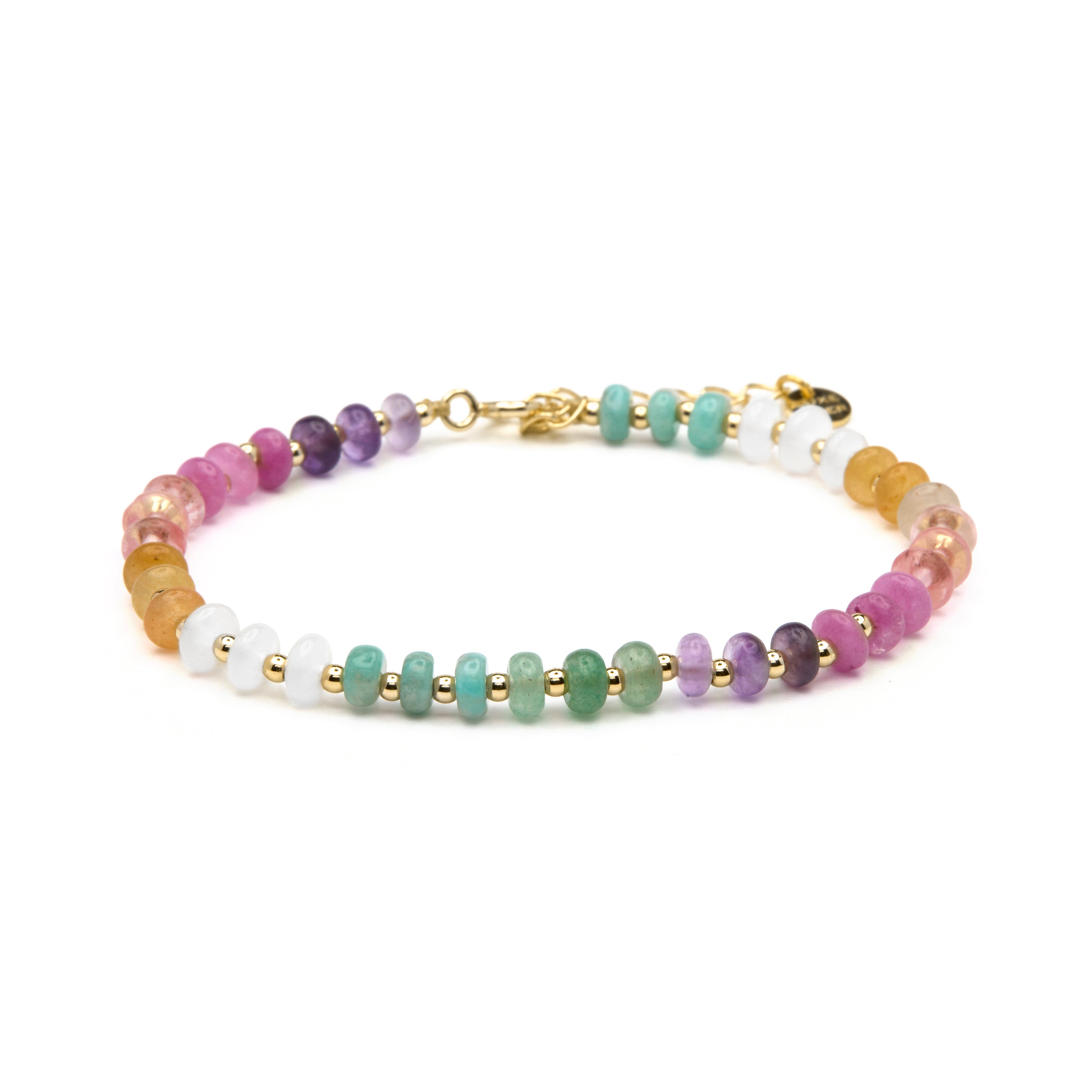 Pulsera de Plata de Ley 925 y Multicolor Piedra Natural acabado en oro amarillo de 18k - Uwa