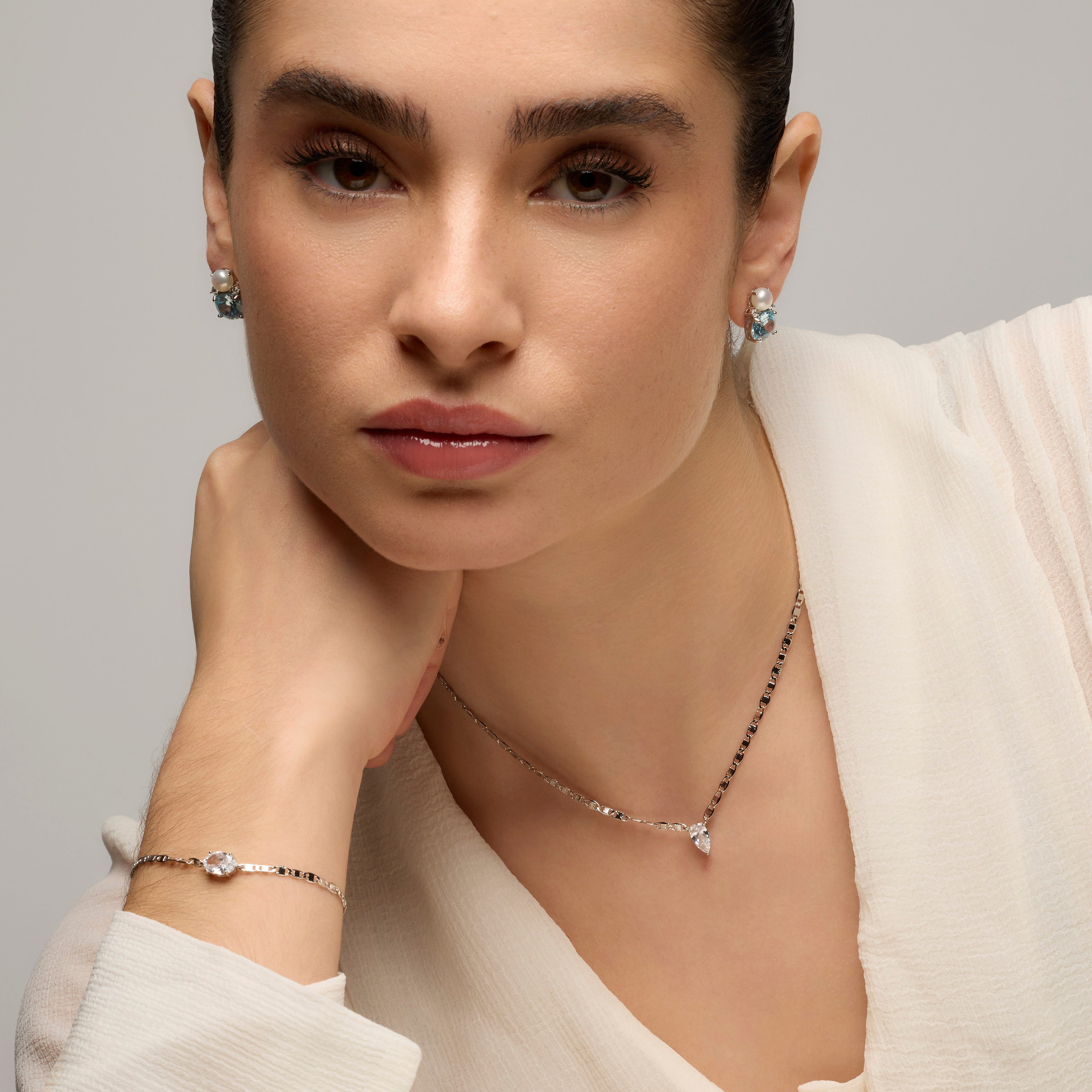 Pulsera de Plata de Ley 925 y Circonita Brillante acabado rodio - Styn