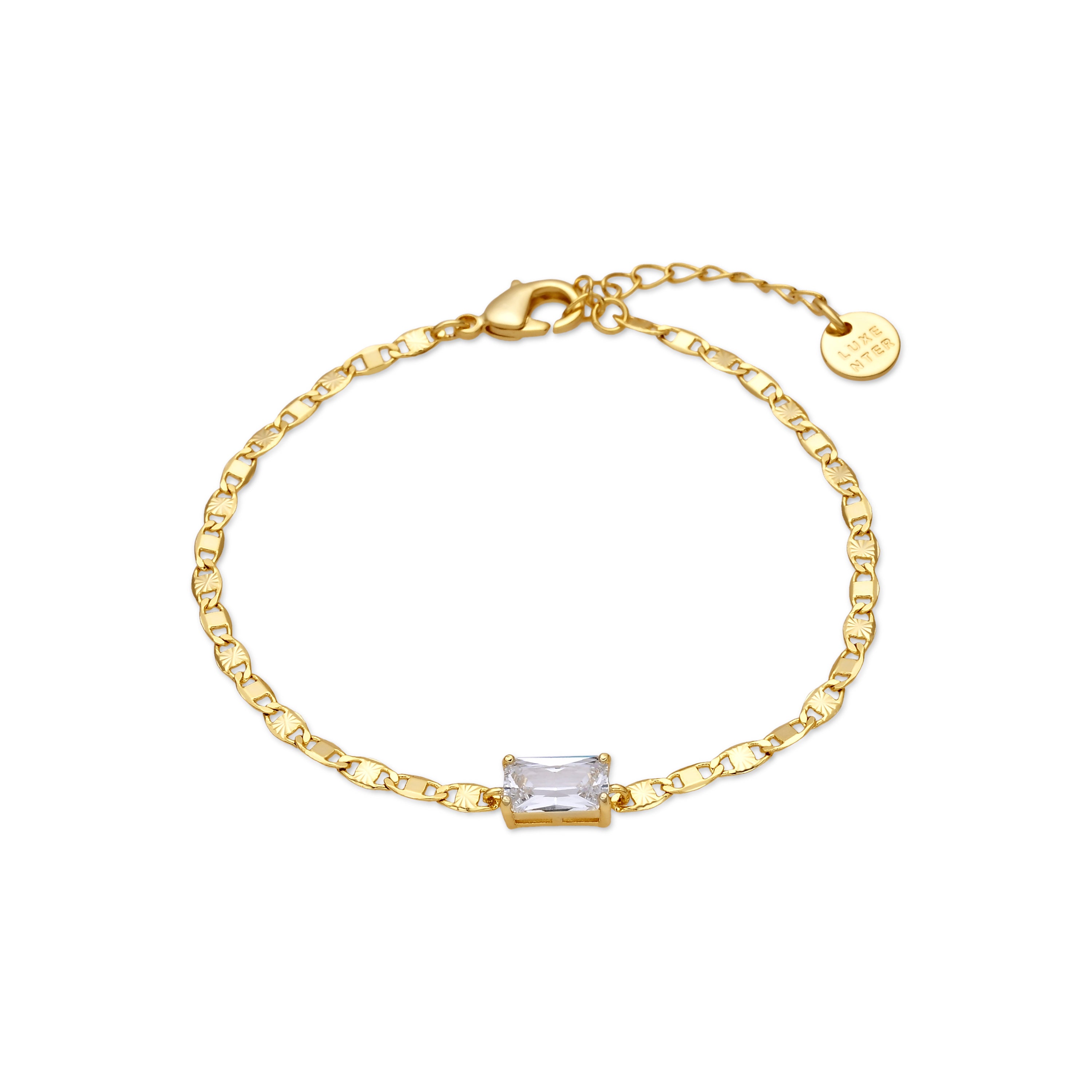 Pulsera de Plata de Ley 925 y Circonita Brillante acabado oro amarillo de 18k - Dusan