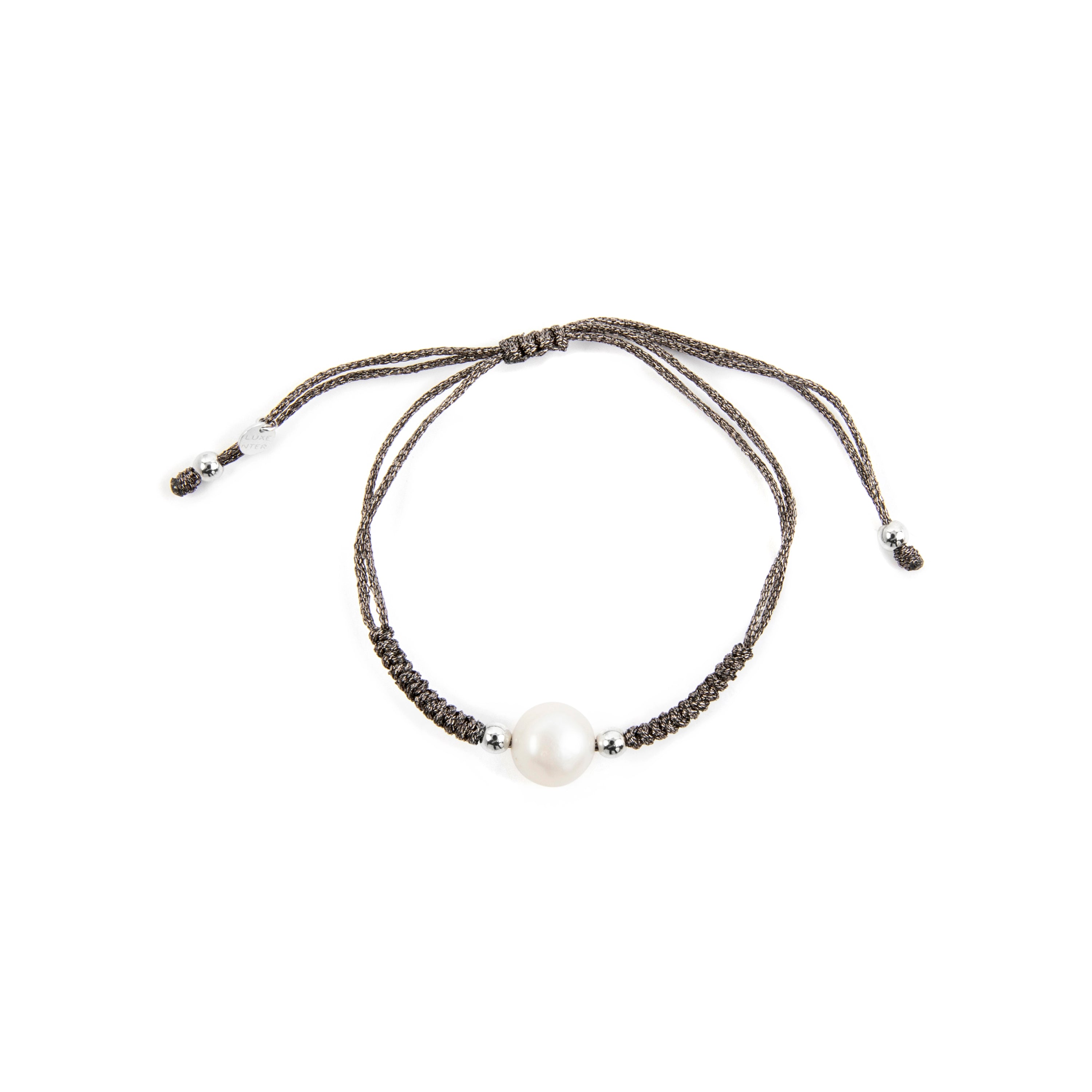 Pulsera de Plata de Ley 925 y Perla Blanca acabado rodio - Yarul
