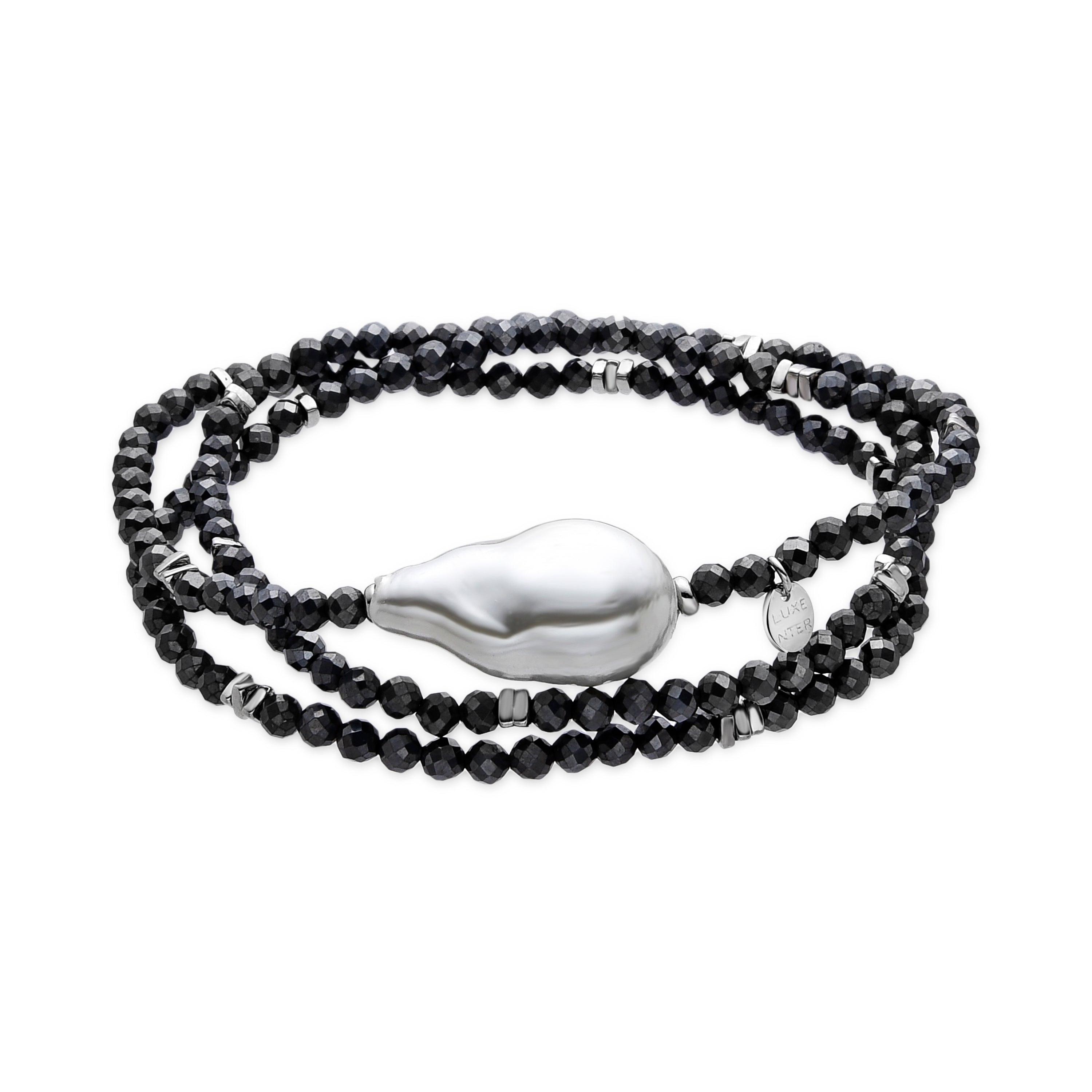Pulsera de Plata de Ley 925 y Hematite acabado rodio - Lorex