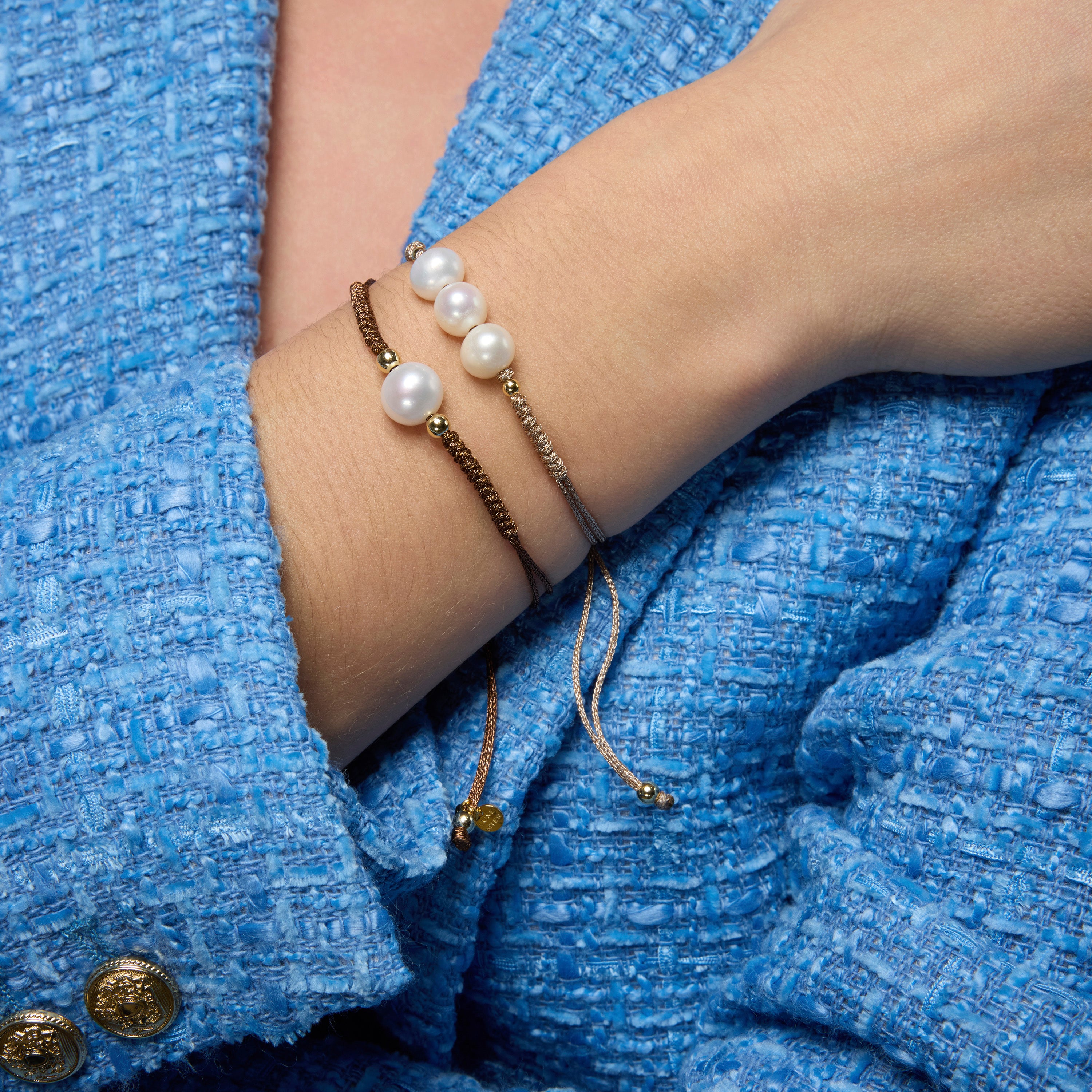 Pulsera de Plata de Ley 925 y Perla Blanca acabado oro amarillo de 18k - Maril