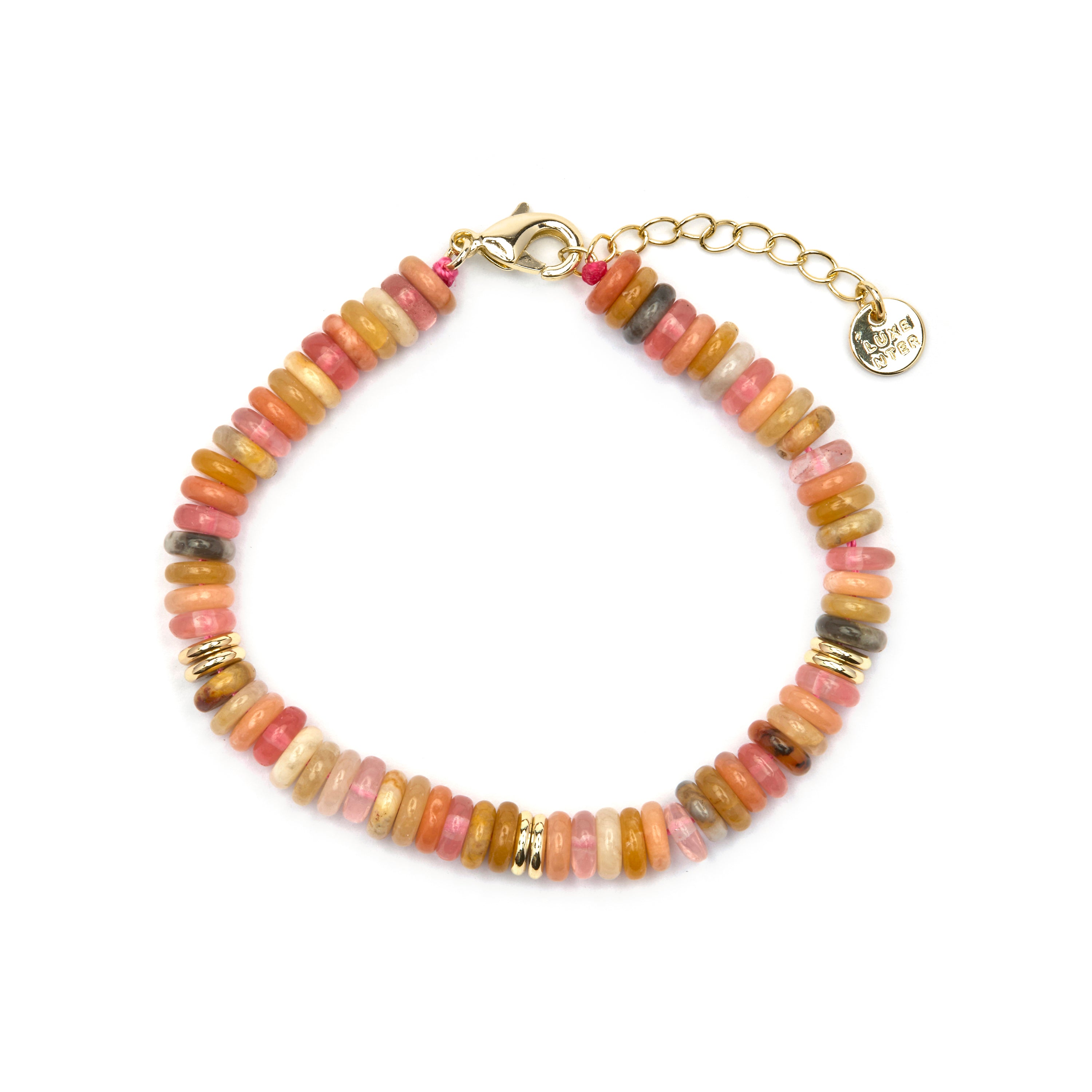 Pulsera de Plata de Ley 925 y Agata Multicolor acabado oro amarillo de 18k - Umex