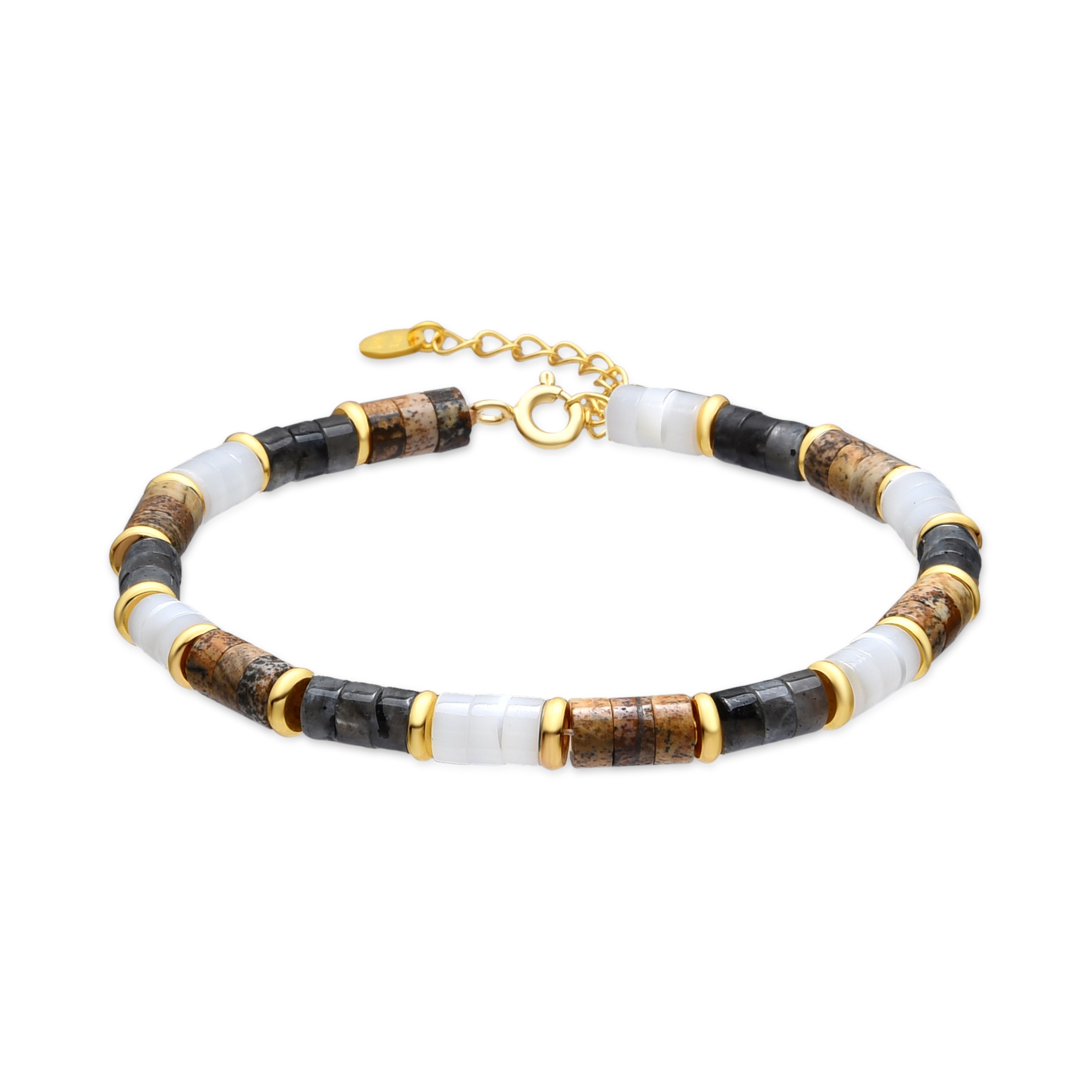 Pulsera de Plata de Ley 925 y Ojo de Tigre acabado oro amarillo de 18k - Gelmi