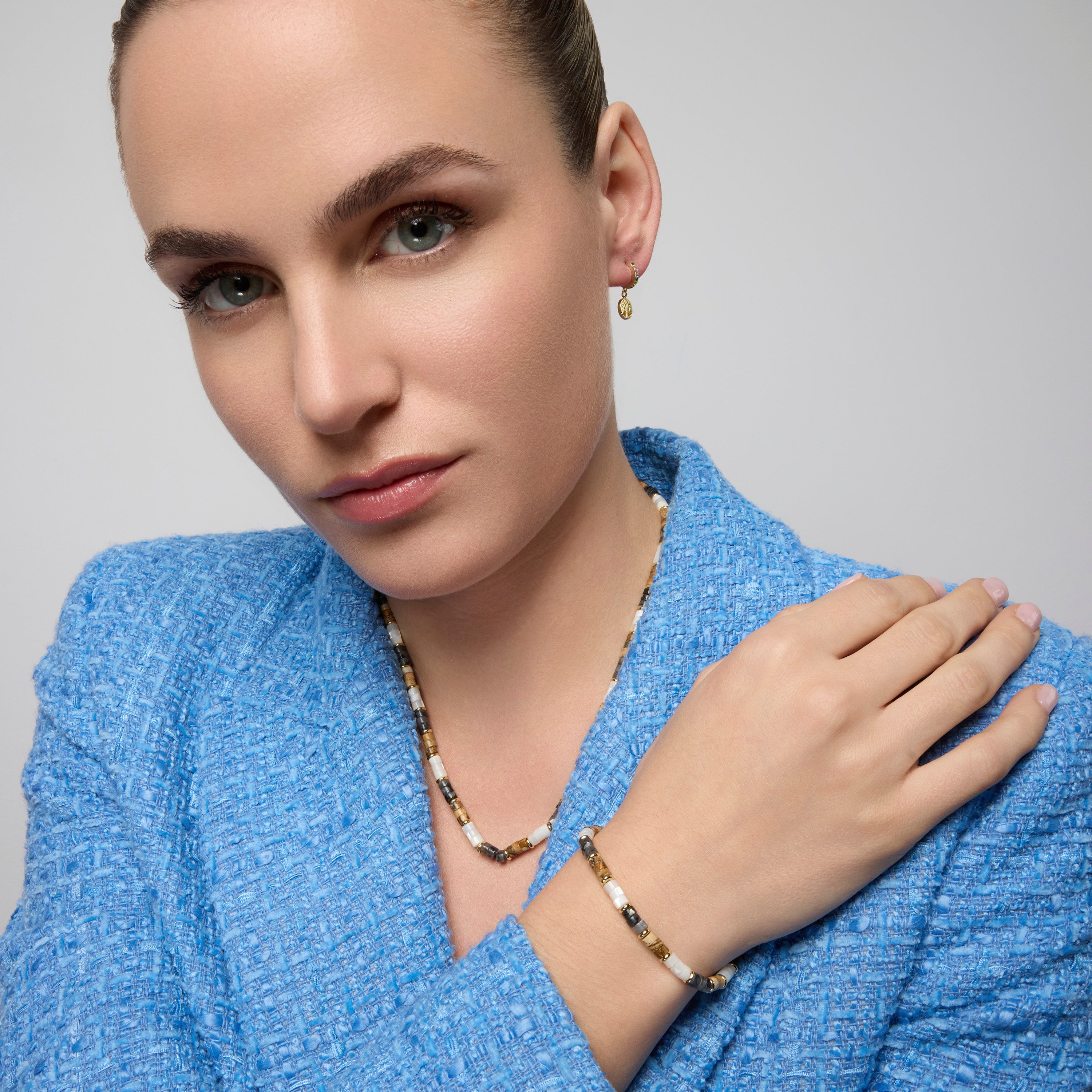 Pulsera de Plata de Ley 925 y Ojo de Tigre acabado oro amarillo de 18k - Gelmi