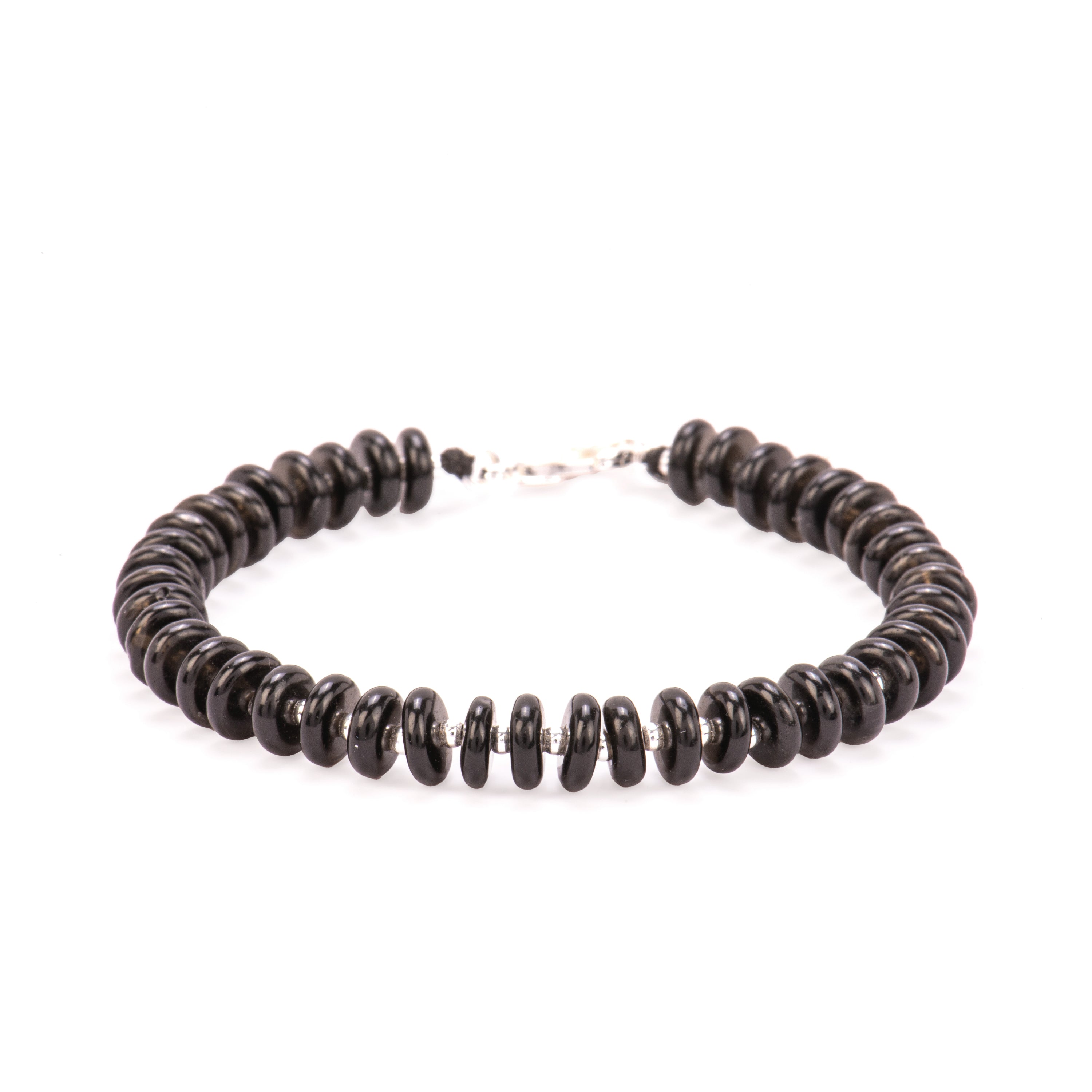 Pulsera de Plata de Ley 925 y Agata Negra acabado rodio - Laha