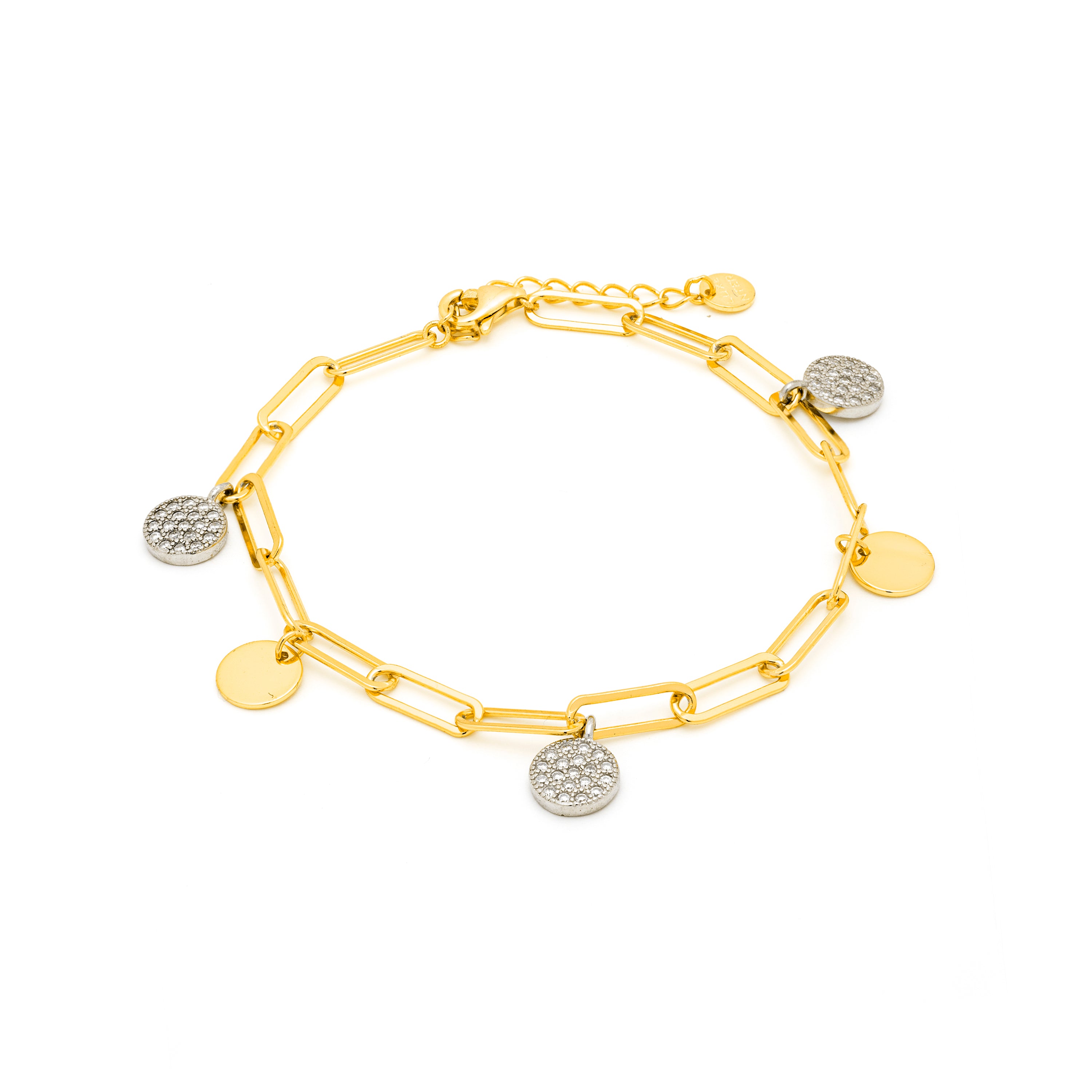 Pulsera de Plata de Ley 925 y Circonita Brillante acabada en oro amarillo de 18k - Lasith