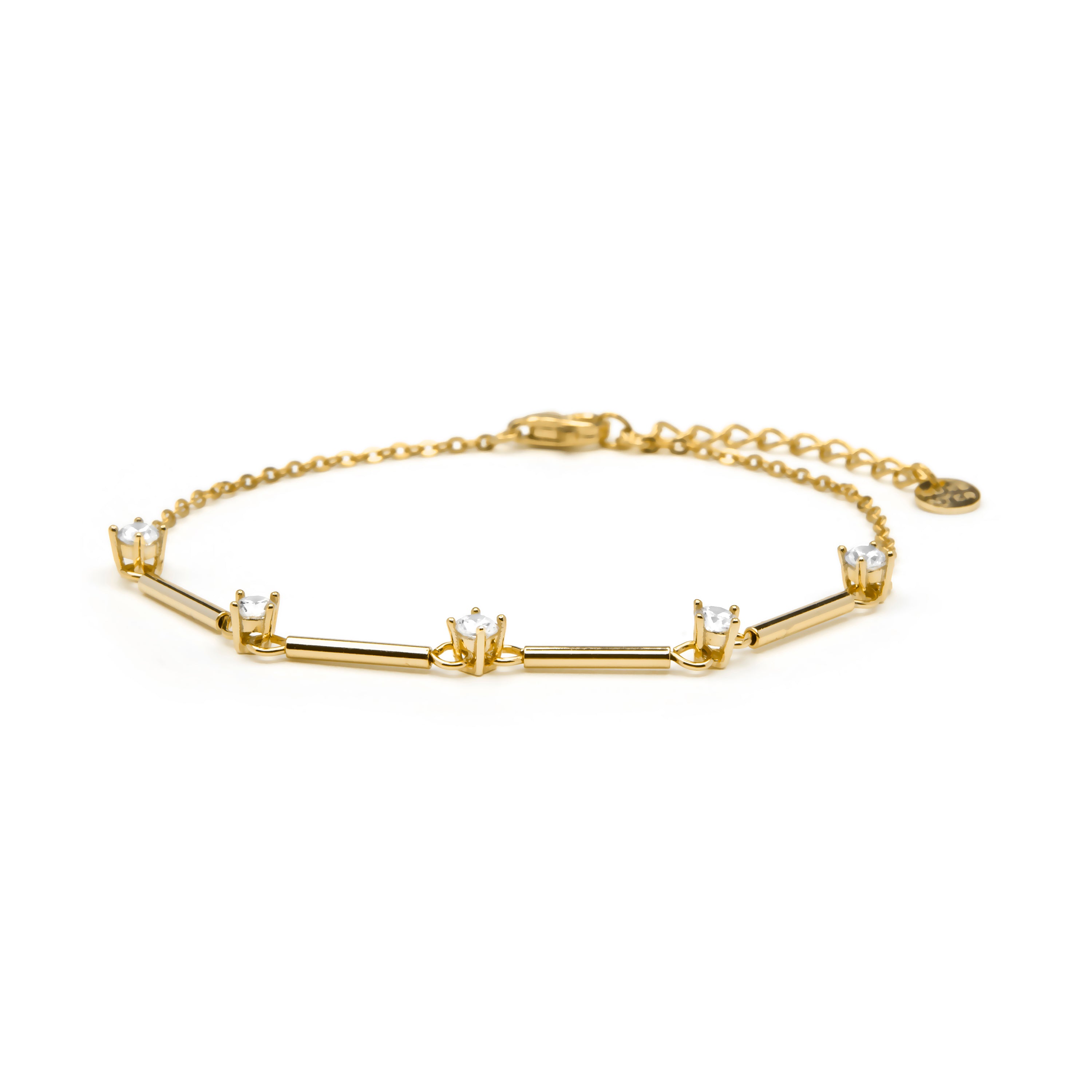 Pulsera de Plata de Ley 925 y Circonita Brillante acabado en oro amarillo 18k - Genwa