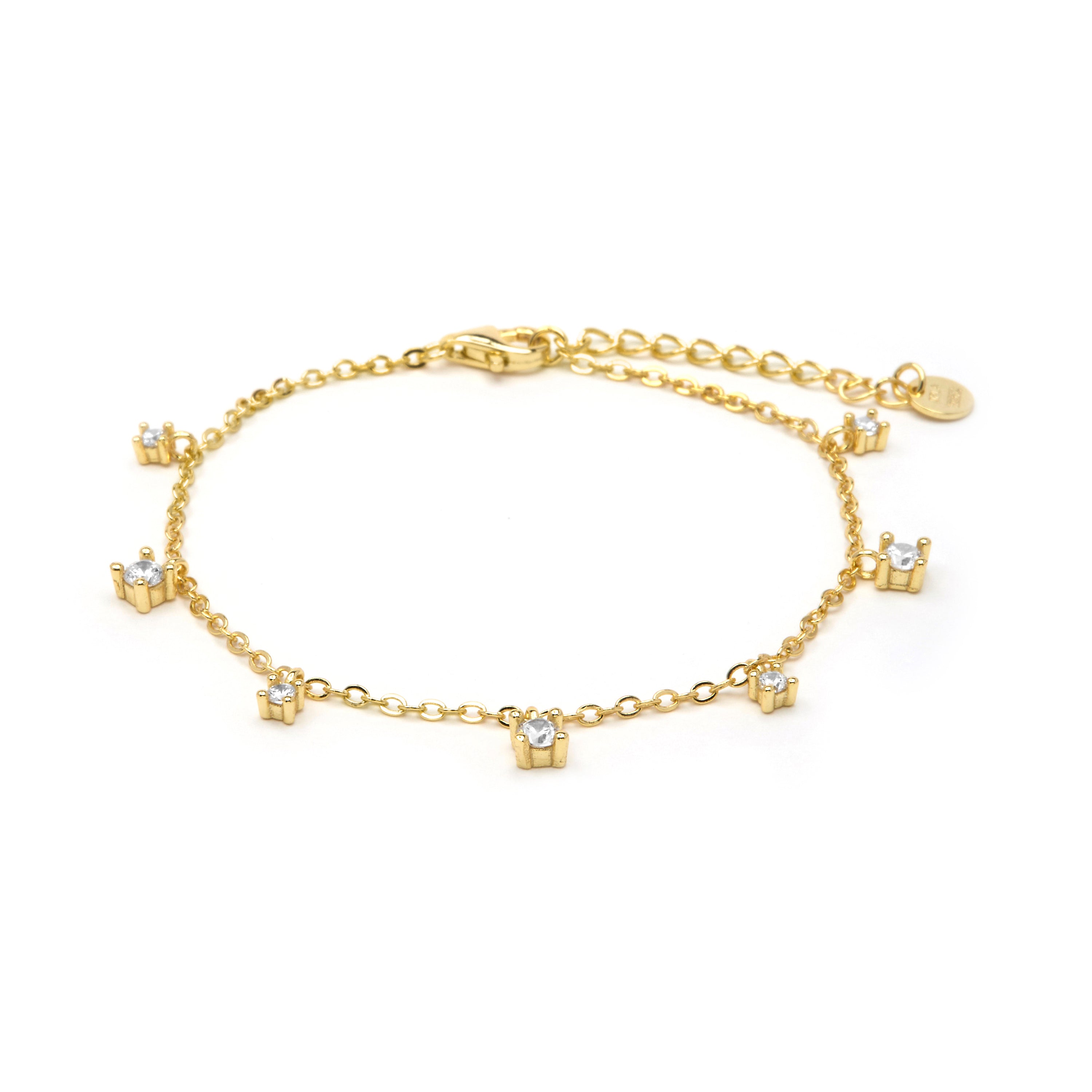 Pulsera de Plata de Ley 925 y Circonita Brillante acabado en oro amarillo 18k - Ulema