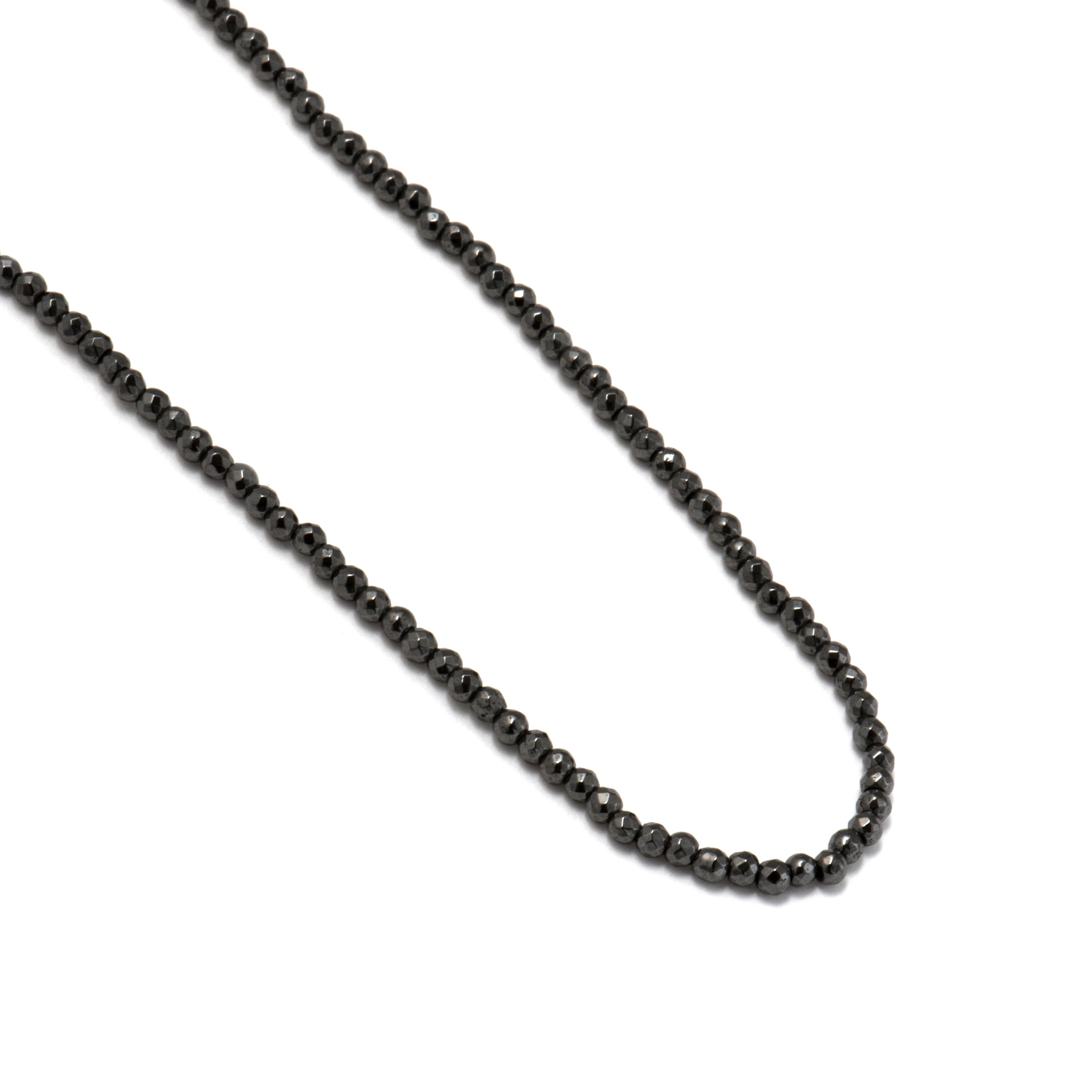 Cadena de 42cm de hematite facetado y plata de ley 925 acabado rodio - Piedra Natural