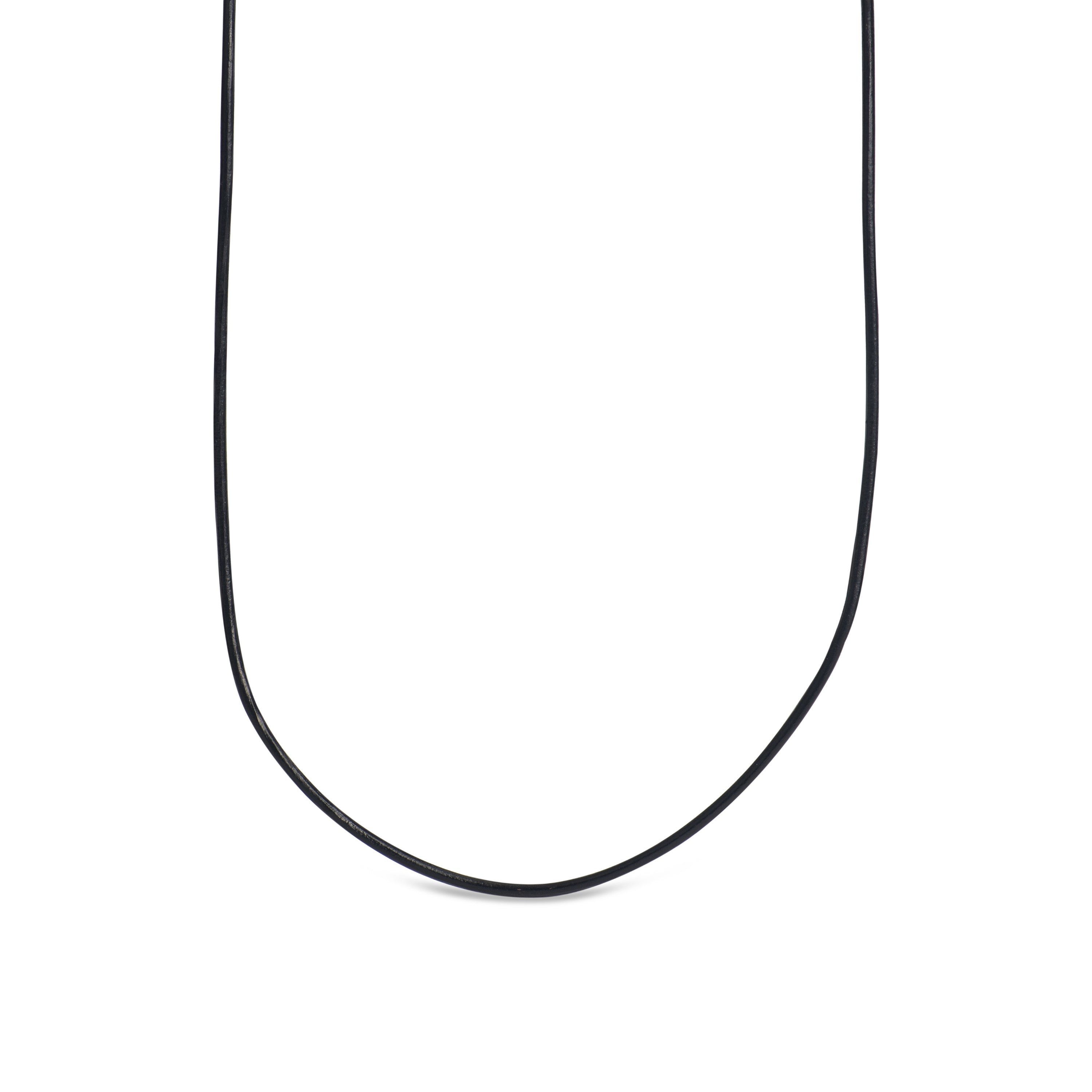 Cordón de 42cm de cuero negro y plata de ley 925 acabado rodio - Luxenter