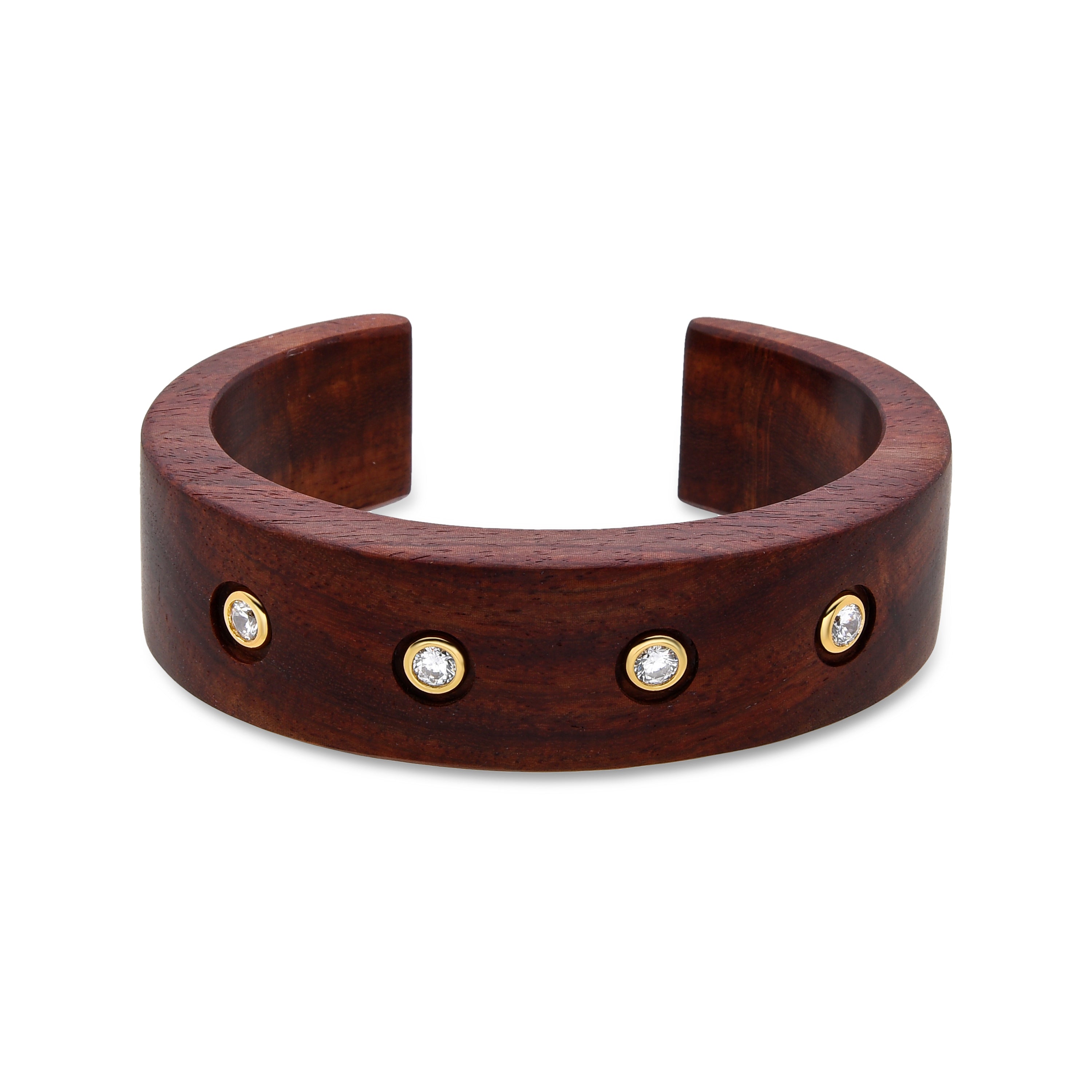 Pulsera de Plata de Ley 925 y Madera Marron acabada en oro amarillo de 18k - Ehko