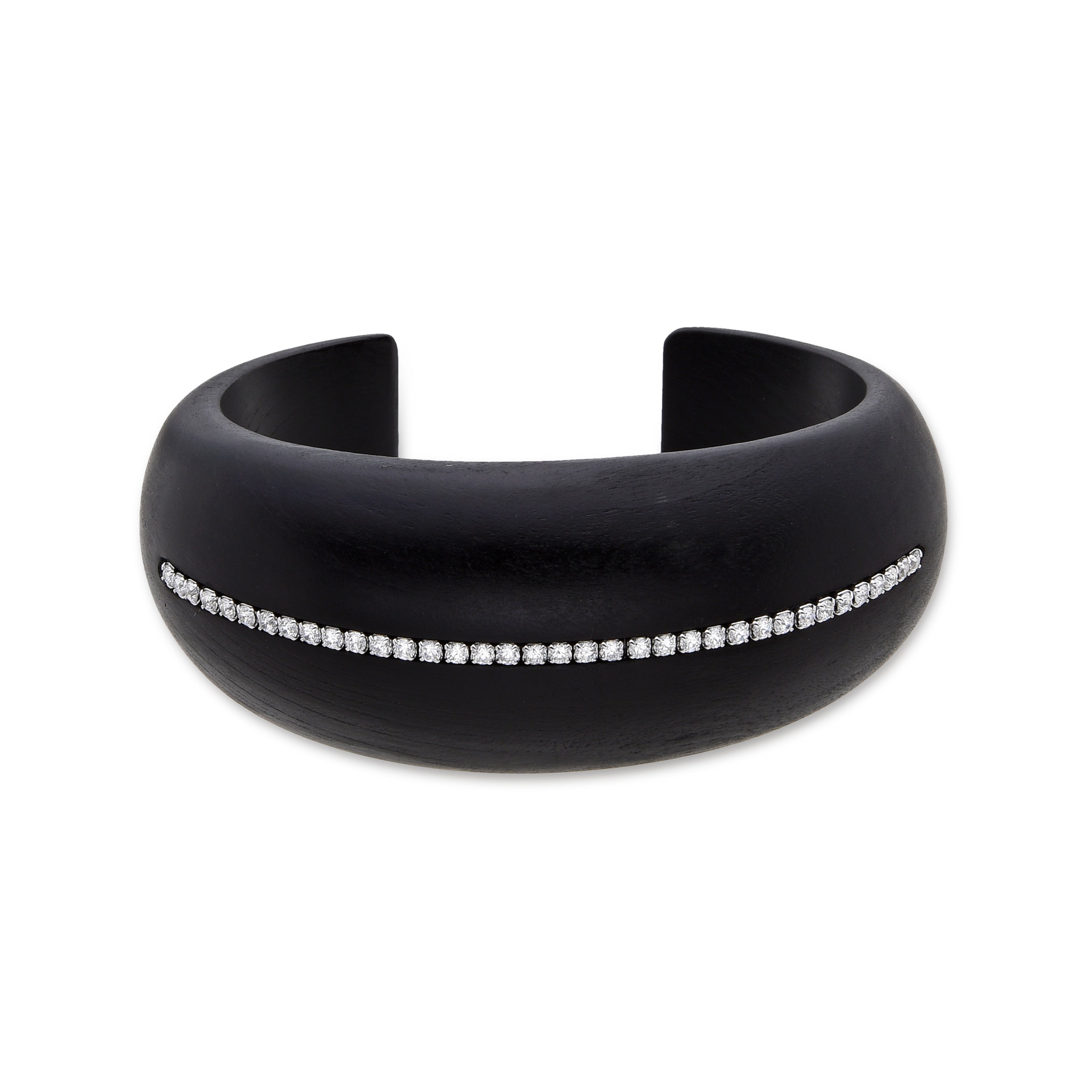 Pulsera de Plata de Ley 925 y Madera Negra acabada en rodio - Iwox
