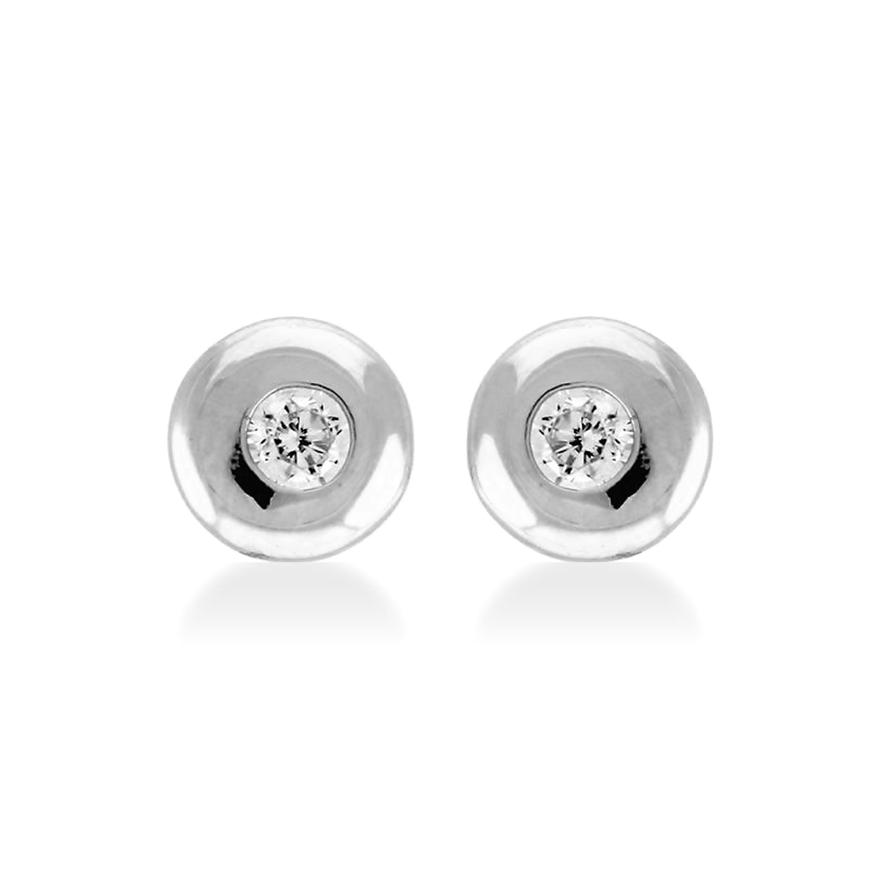 Pendientes de Plata de Ley 925 con Circonita Brillante acabados en rodio - Button