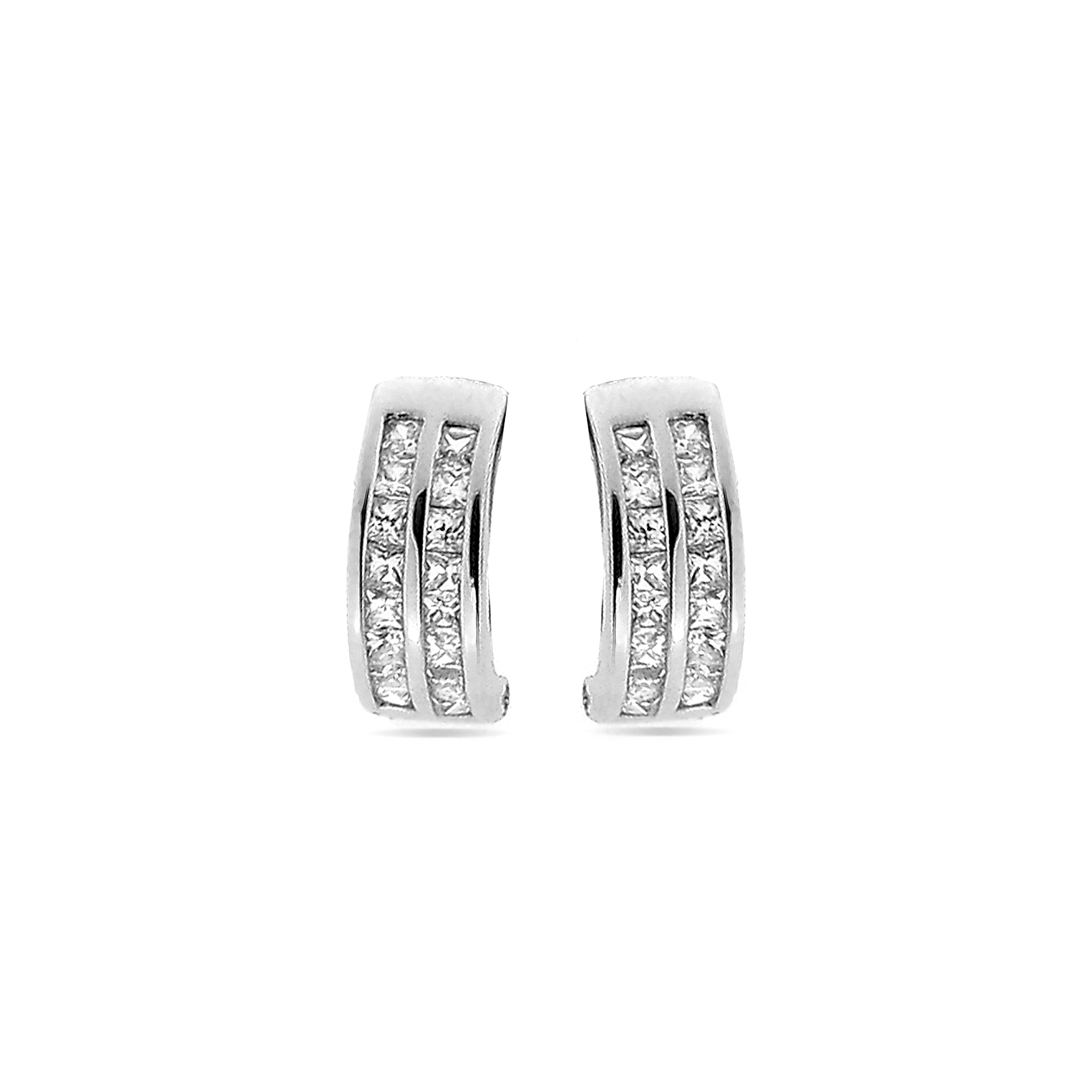 Pendientes de Plata de Ley 925 con Circonita Brillante acabados en rodio - Paralell