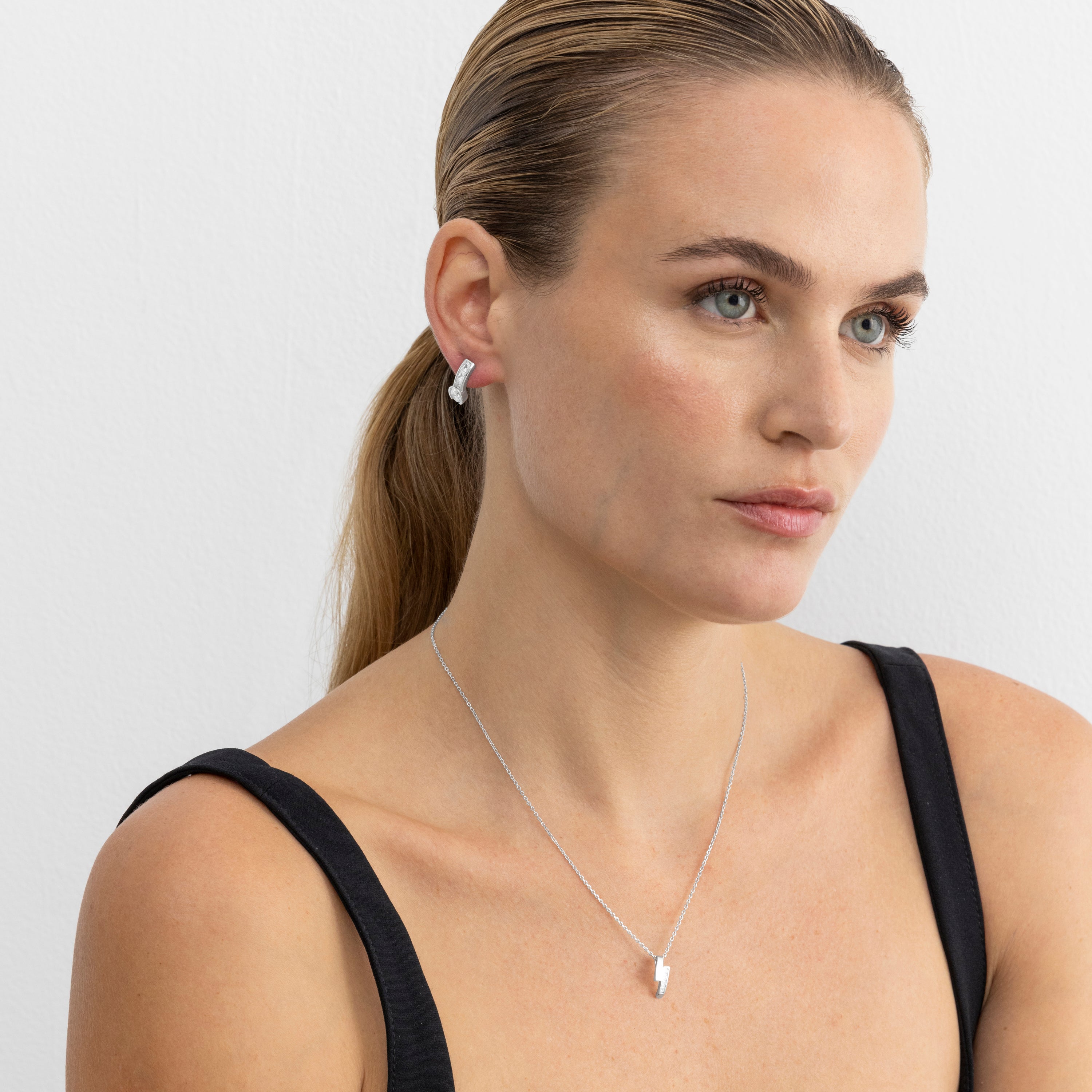 Pendientes de Plata de Ley 925 con Circonita Brillante acabados en rodio - Sand