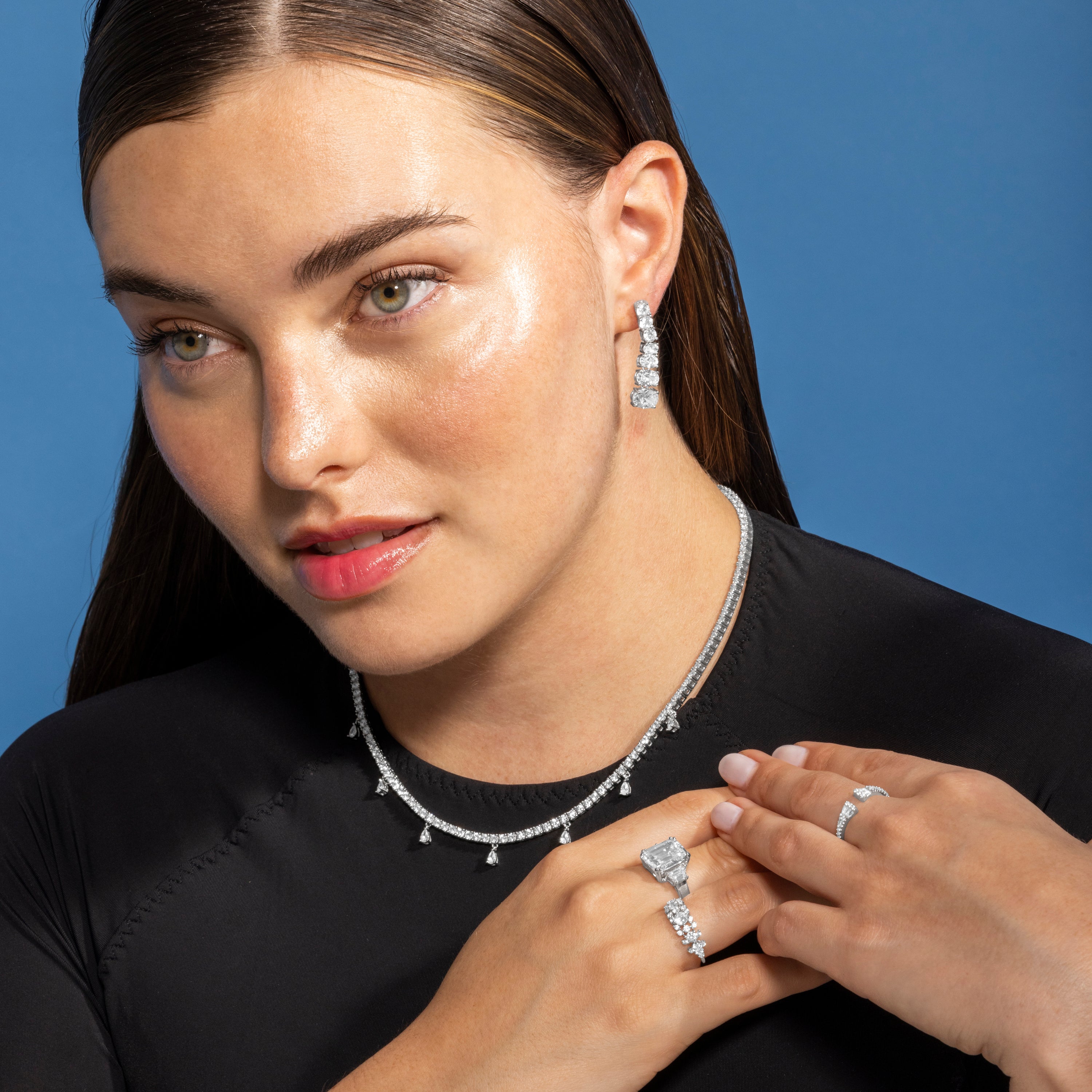 Pendientes de Plata de Ley 925 y Circonita Brillante acabado en rodio - Zelpo