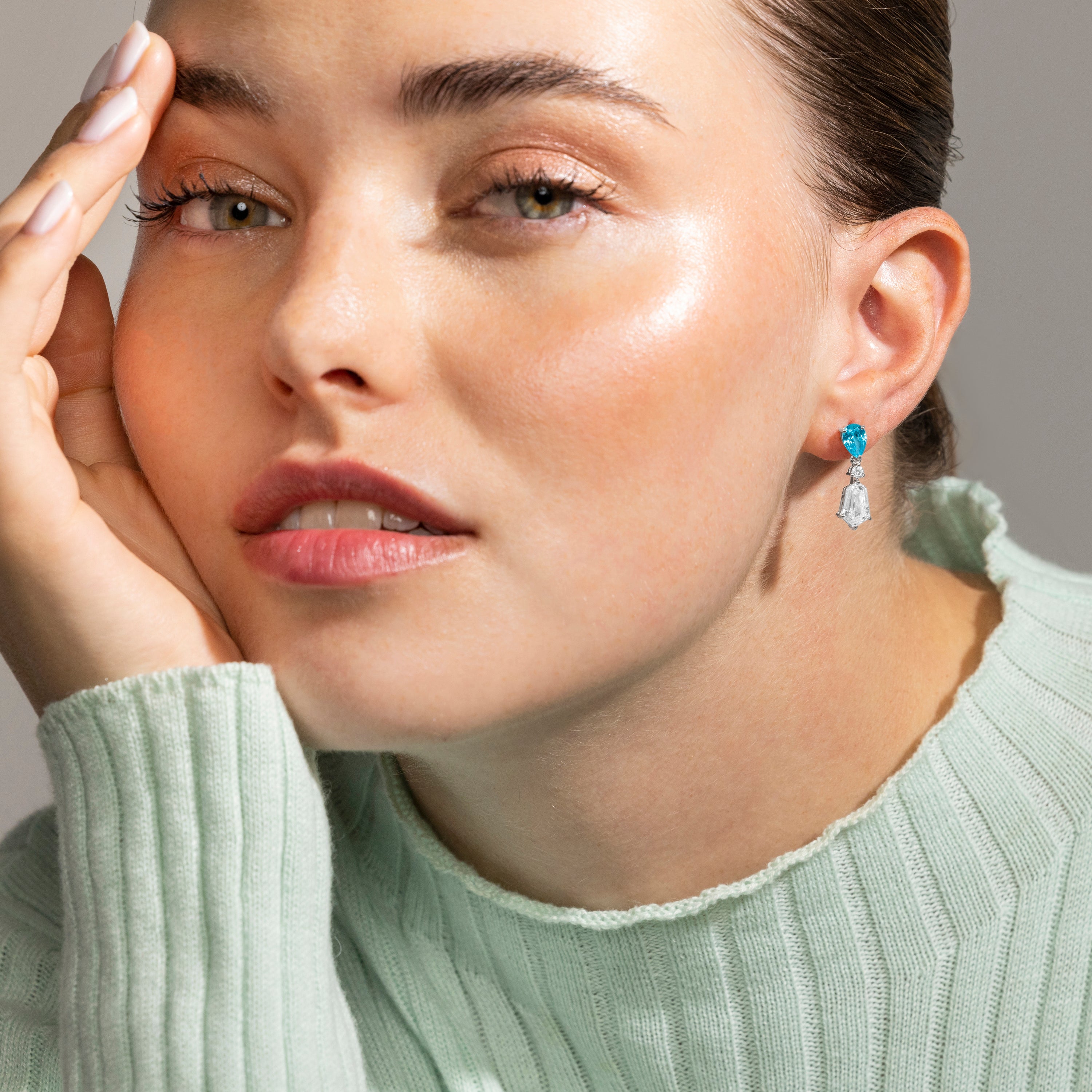 Pendientes de Plata de Ley 925 y Circonita Zafiro acabado en rodio - Salxy