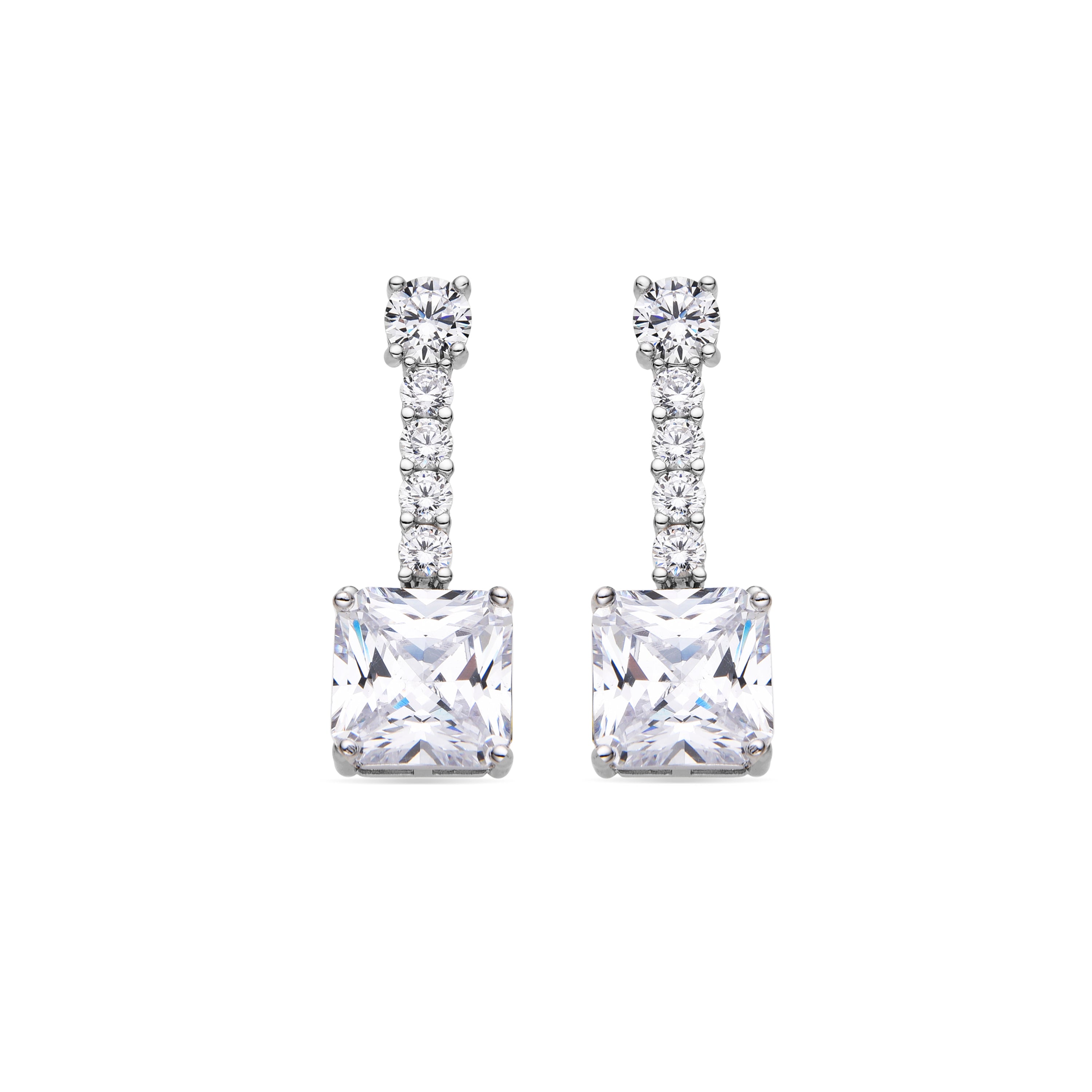 Pendientes de Plata de Ley 925 y Circonita Brillante acabado en rodio - Asju