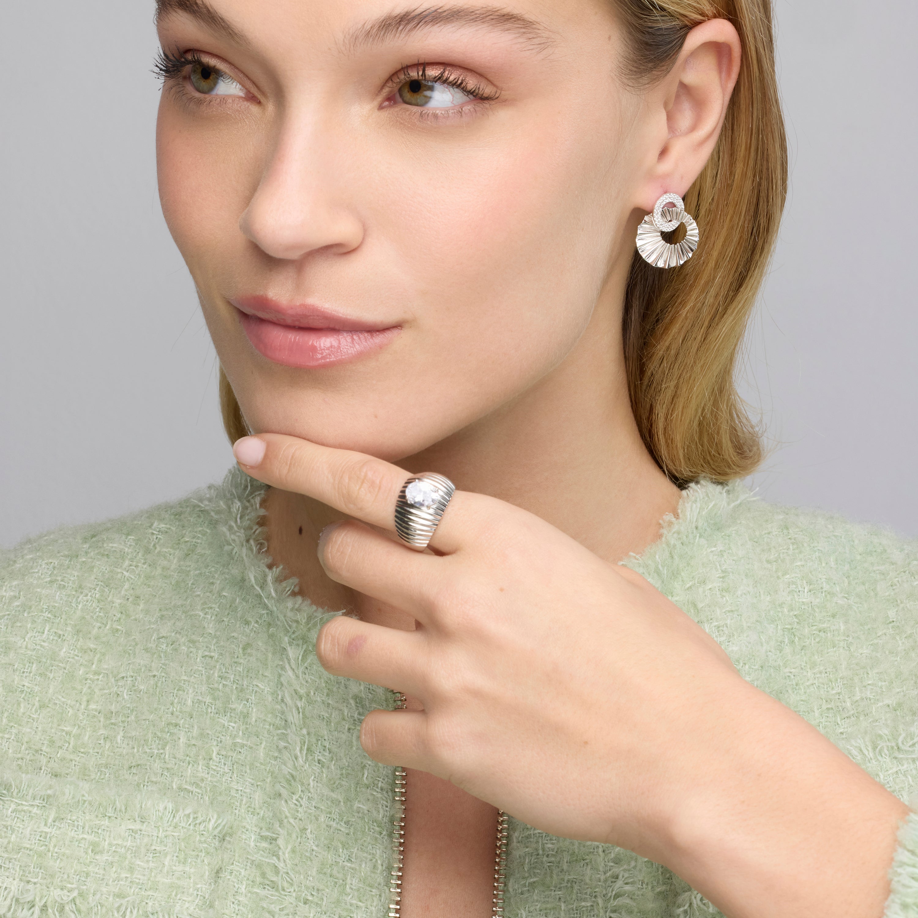 Oorbellen van 925 sterling zilver en briljante zirkonia met rhodiumafwerking - Hafa