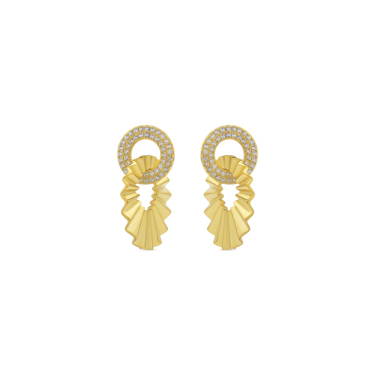 Pendientes de Plata de Ley 925 y Circonita Brillante acabado oro amarillo de 18k - Hafa