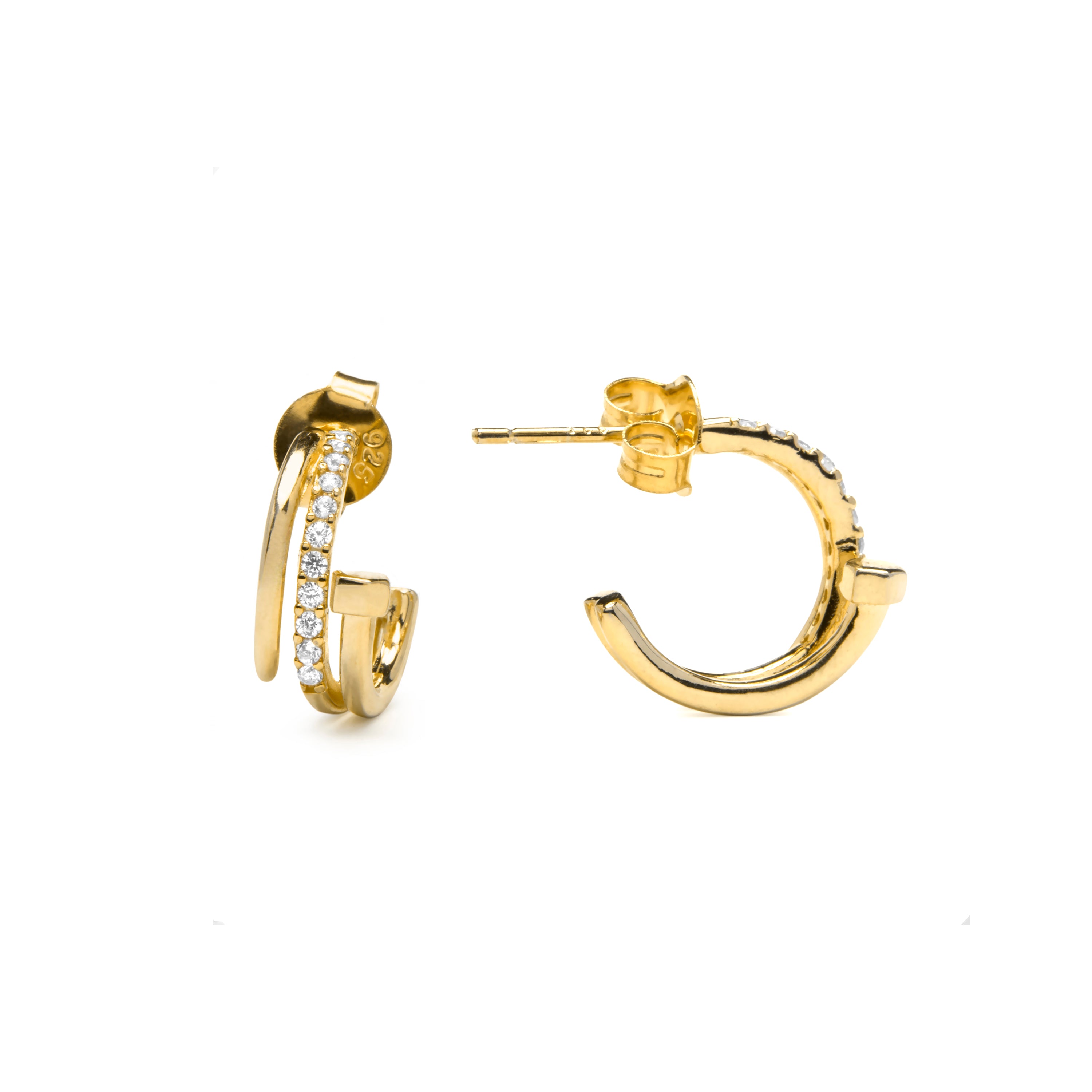 Pendientes de Plata de Ley 925 y Circonita Brillante acabado en oro amarillo 18k - Sahder